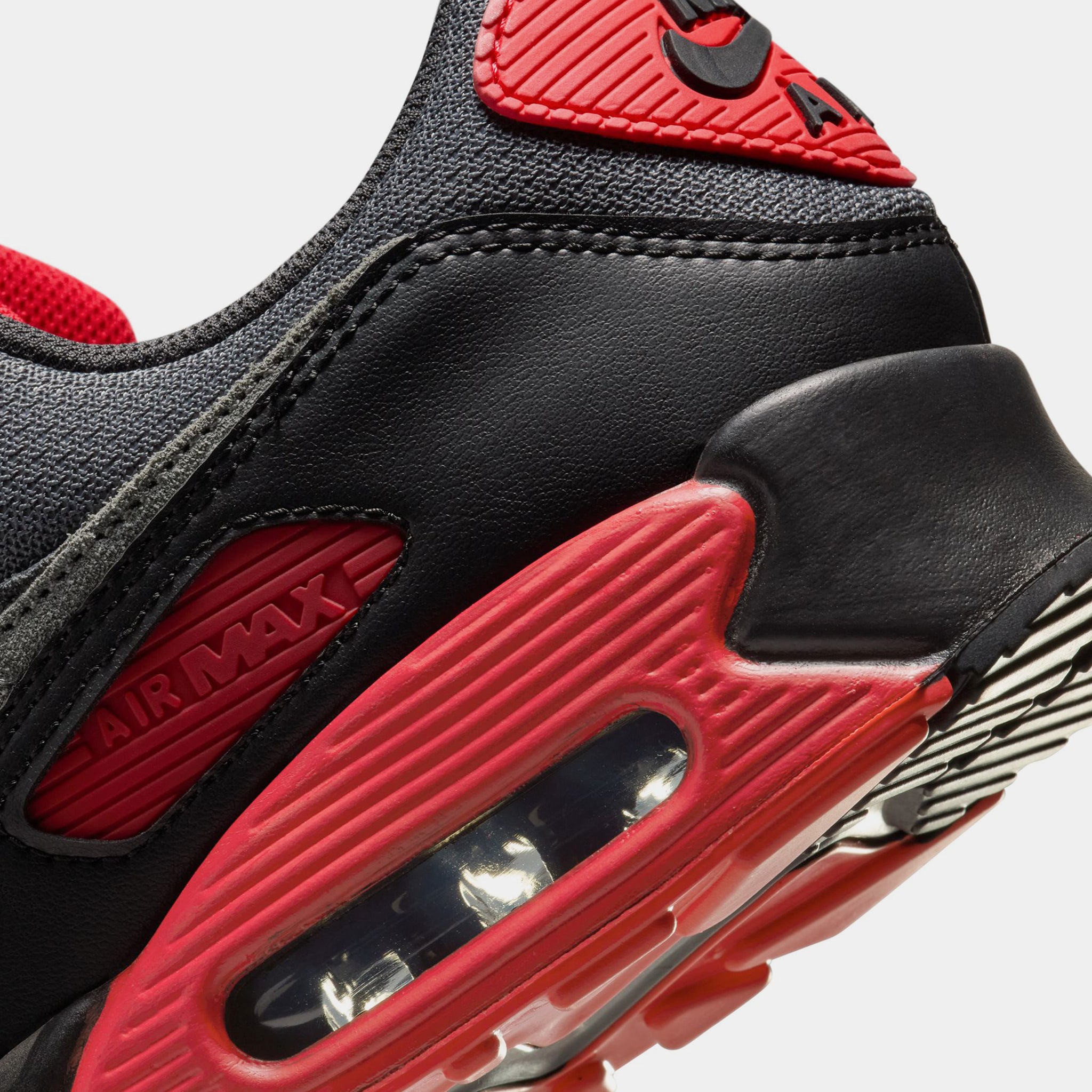 Nike Air Max 90 Mens Running Shoes Black Iron Grey Fire Red Smoke