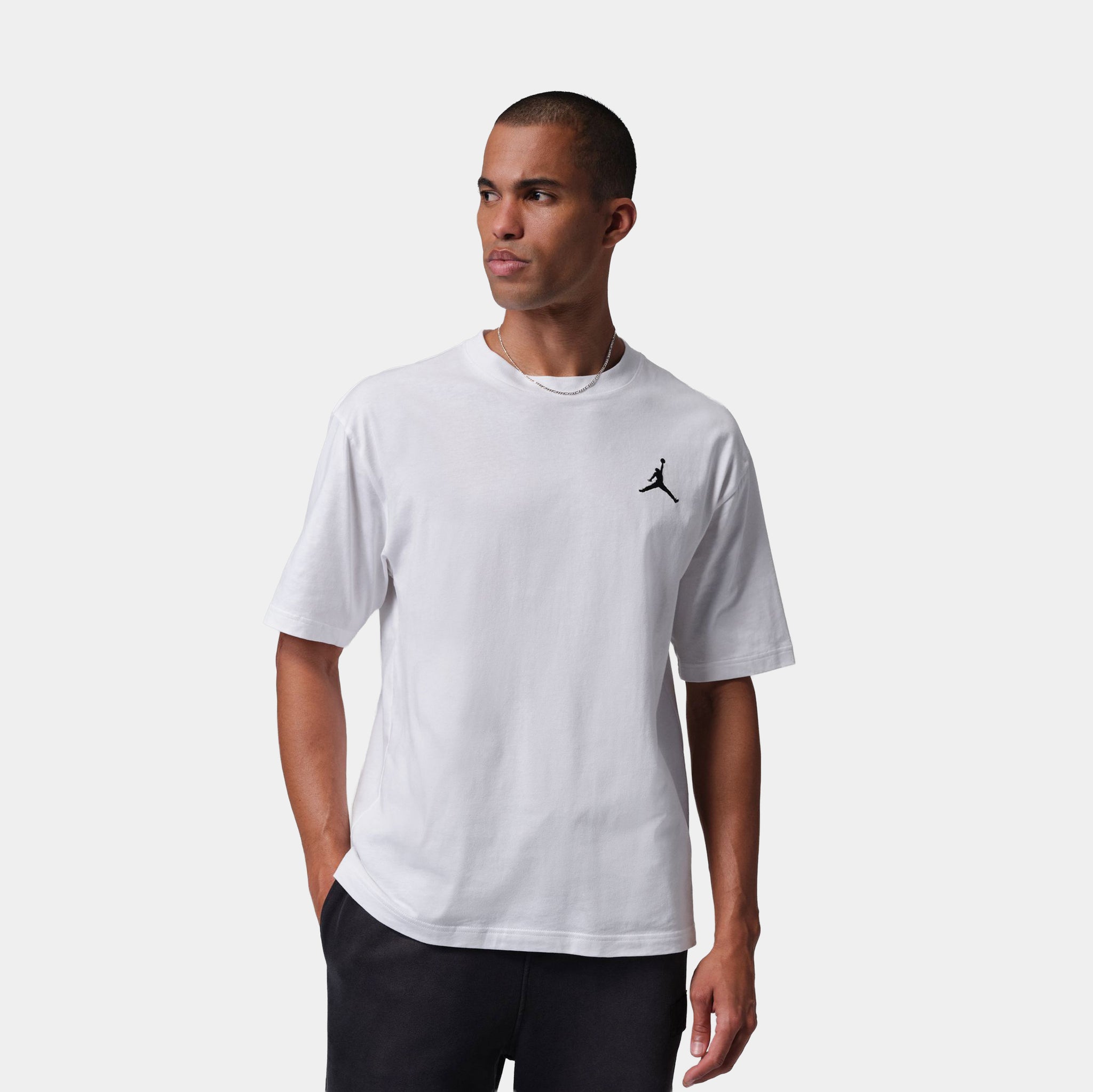 Jordan Embroidered Jumpman Mens Short Sleeve Shirt White Black