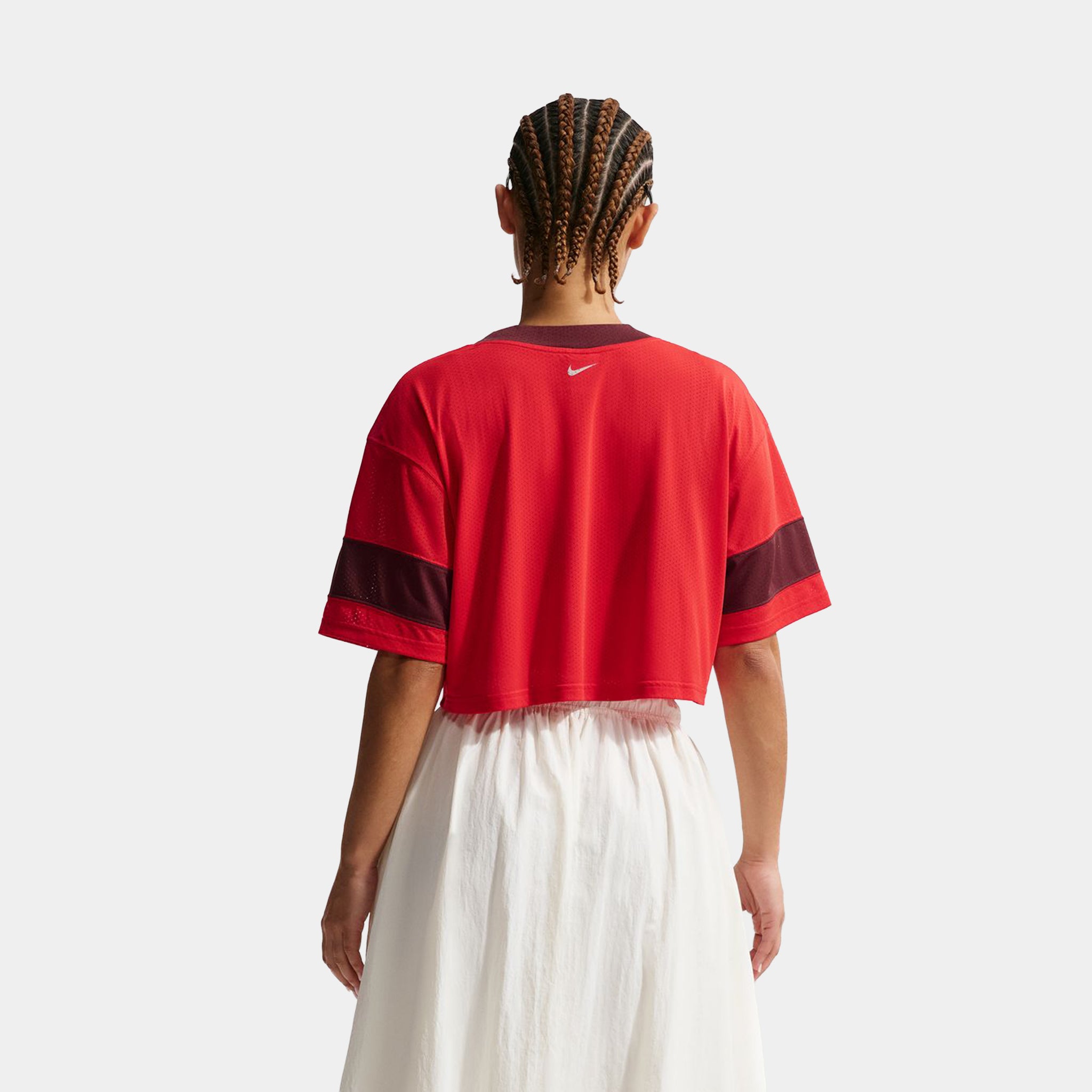 Nike NSW Oversized Cropped Womens Jersey Red White IQ0063-657