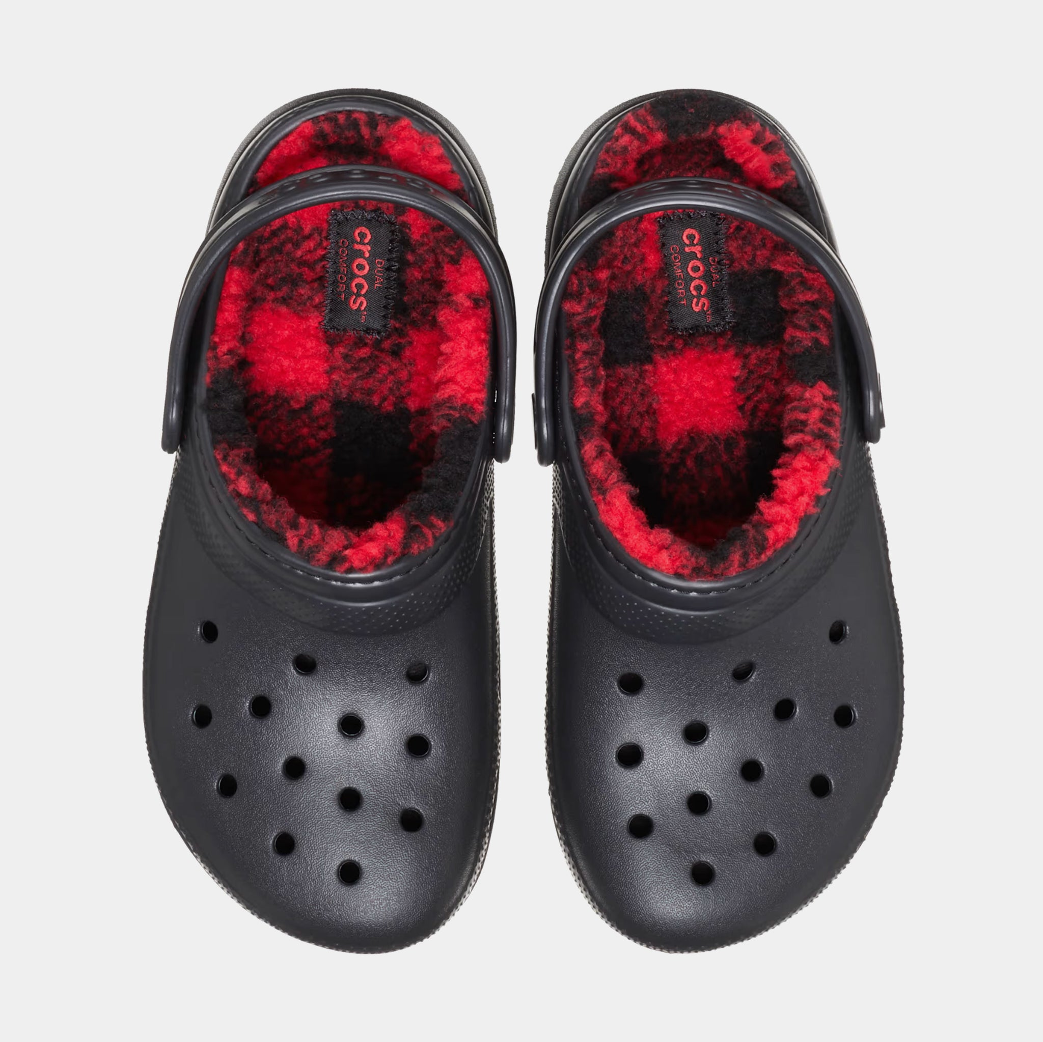 Crocs Classic Clog Buffalo Check Infant Toddler Sandals Black Red