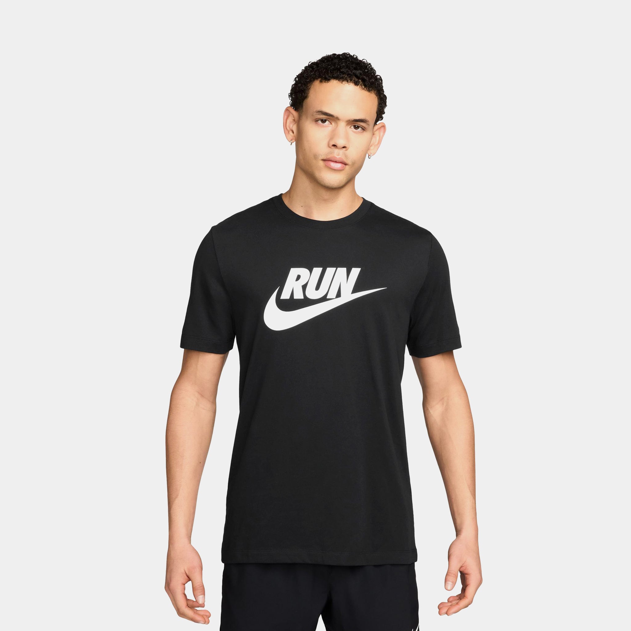 Nike Dri Fit Swoosh Running Mens Short Sleeve Shirt Black IH4238
