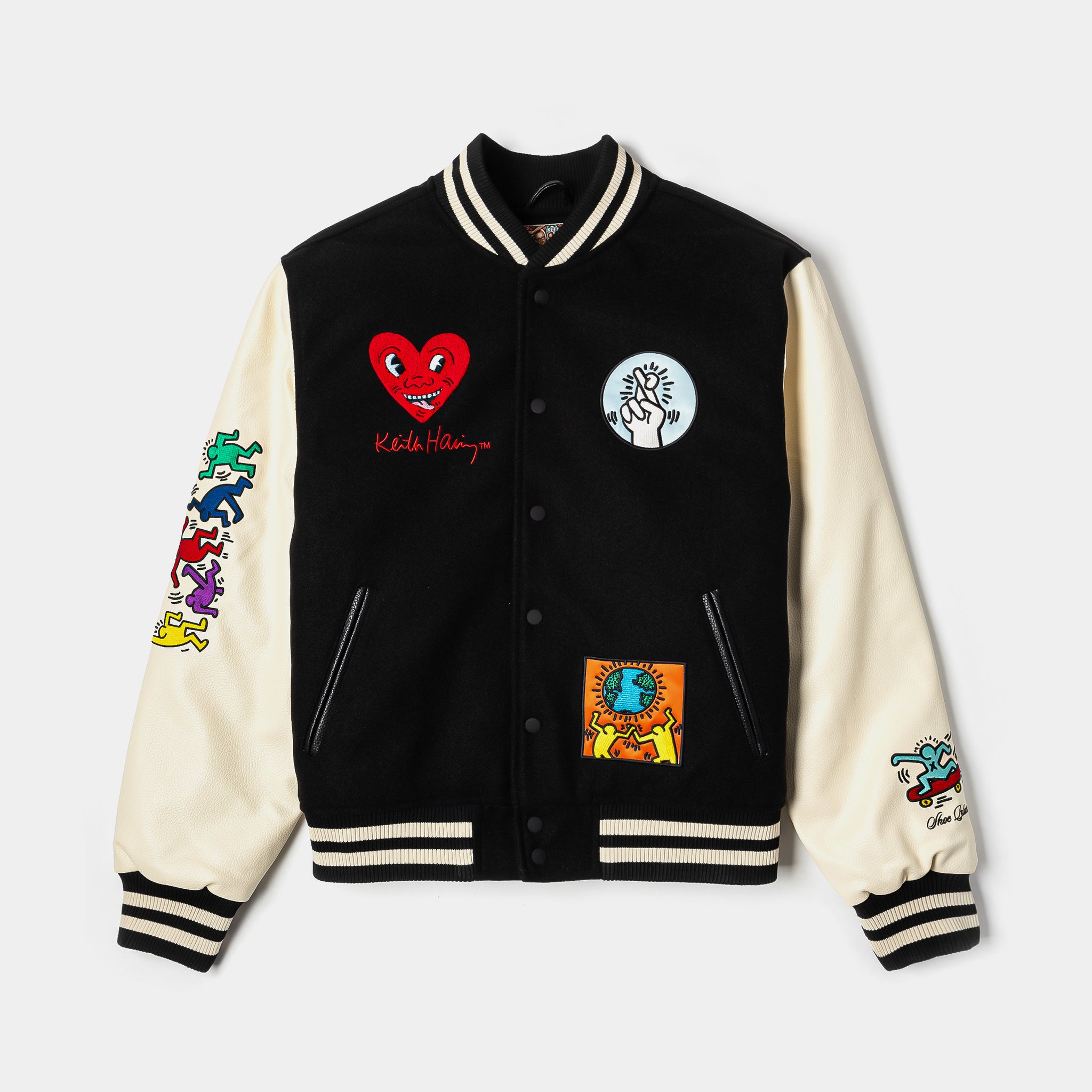 Shoe Palace SP x Keith Haring Varsity Mens Jacket Black Cream