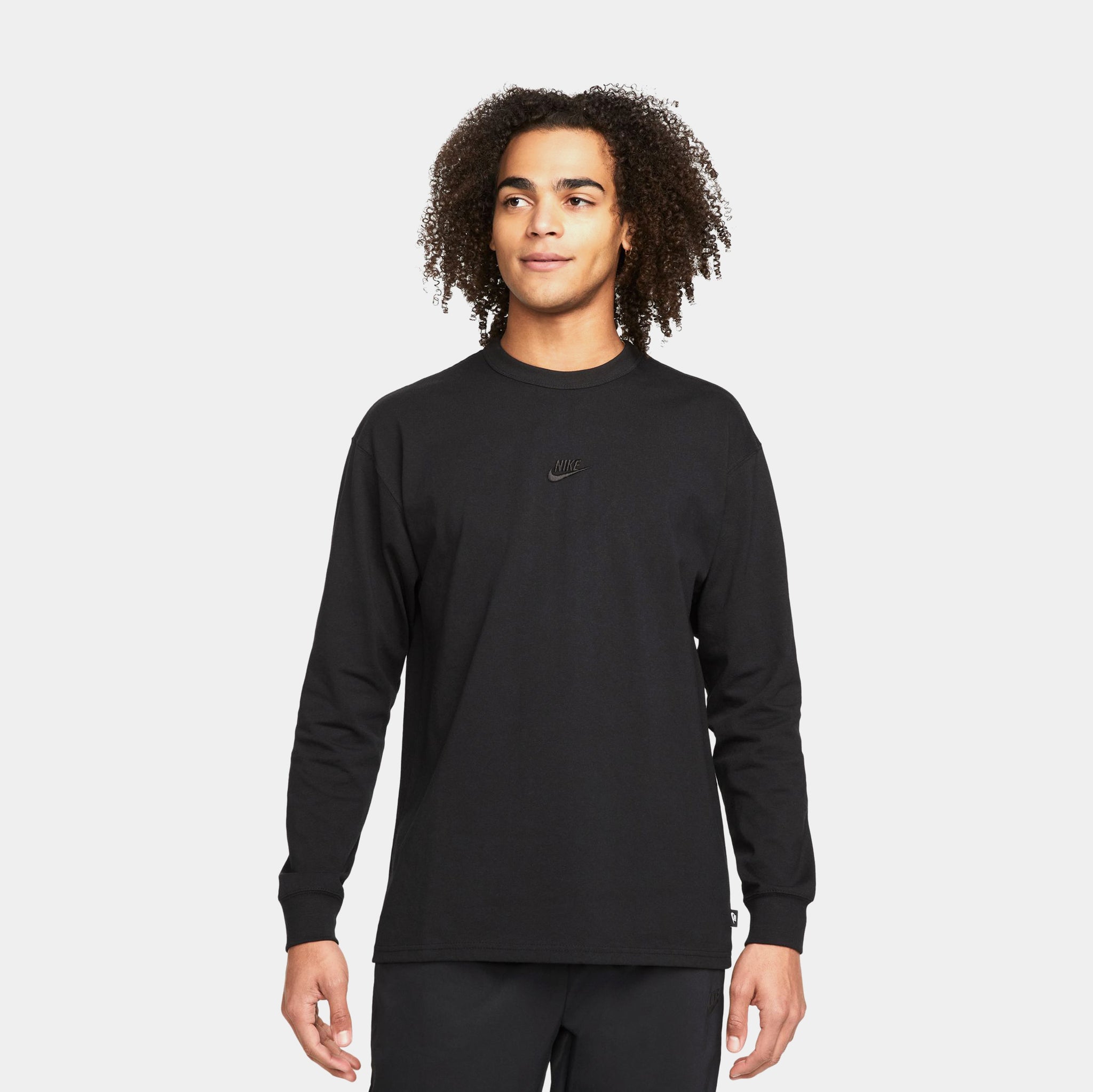 Nike NSW Premium Essentials Mens Long Sleeve Shirt Black DO7390