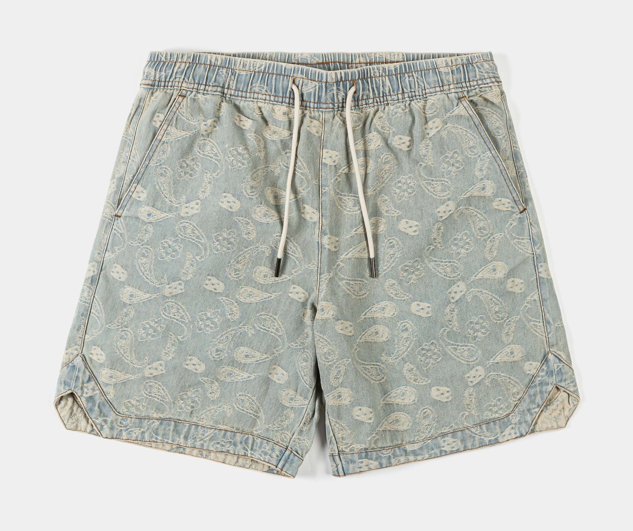 Maison Article Paisley Denim Mens Shorts Blue White MADS208 – Shoe