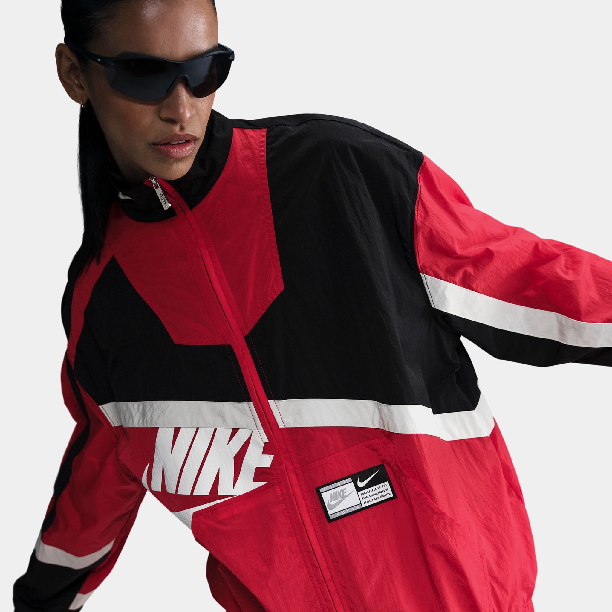 Nike NSW Oversized Woven Womens Jacket Red Black HJ0176-657 – Shoe