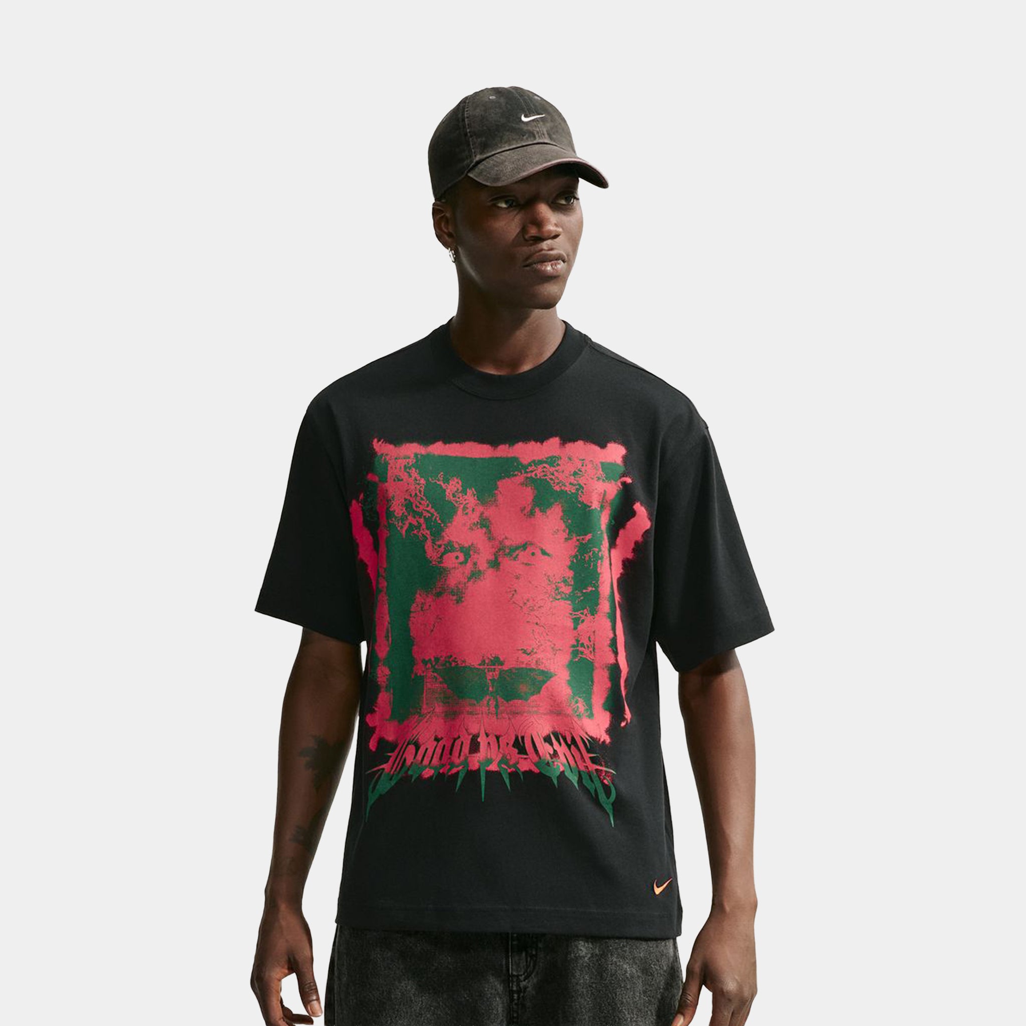 Nike Sportswear Good Vs Evil Loose Mens Short Sleeve Shirt Black