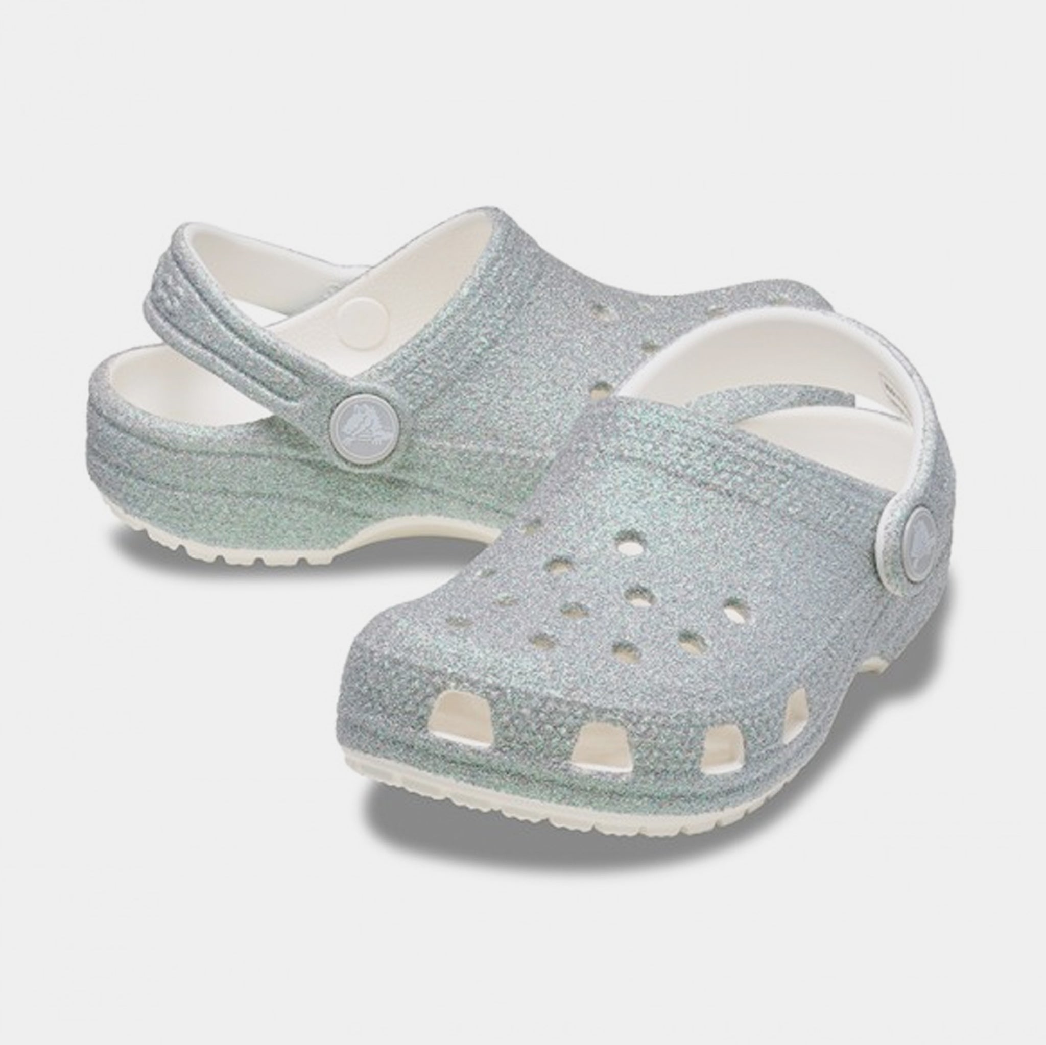 210985 Crocs Classic Clog Iridescent Glitter Infant Toddler Sandals White ...
