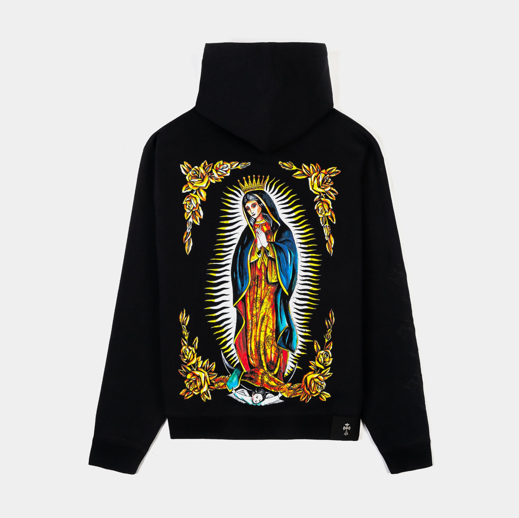【BLACK/GOLD】Maria hoodie CTHDRL Gold Rose Guadalupe Pullover Mens Hoodie Black Gold MRHD202