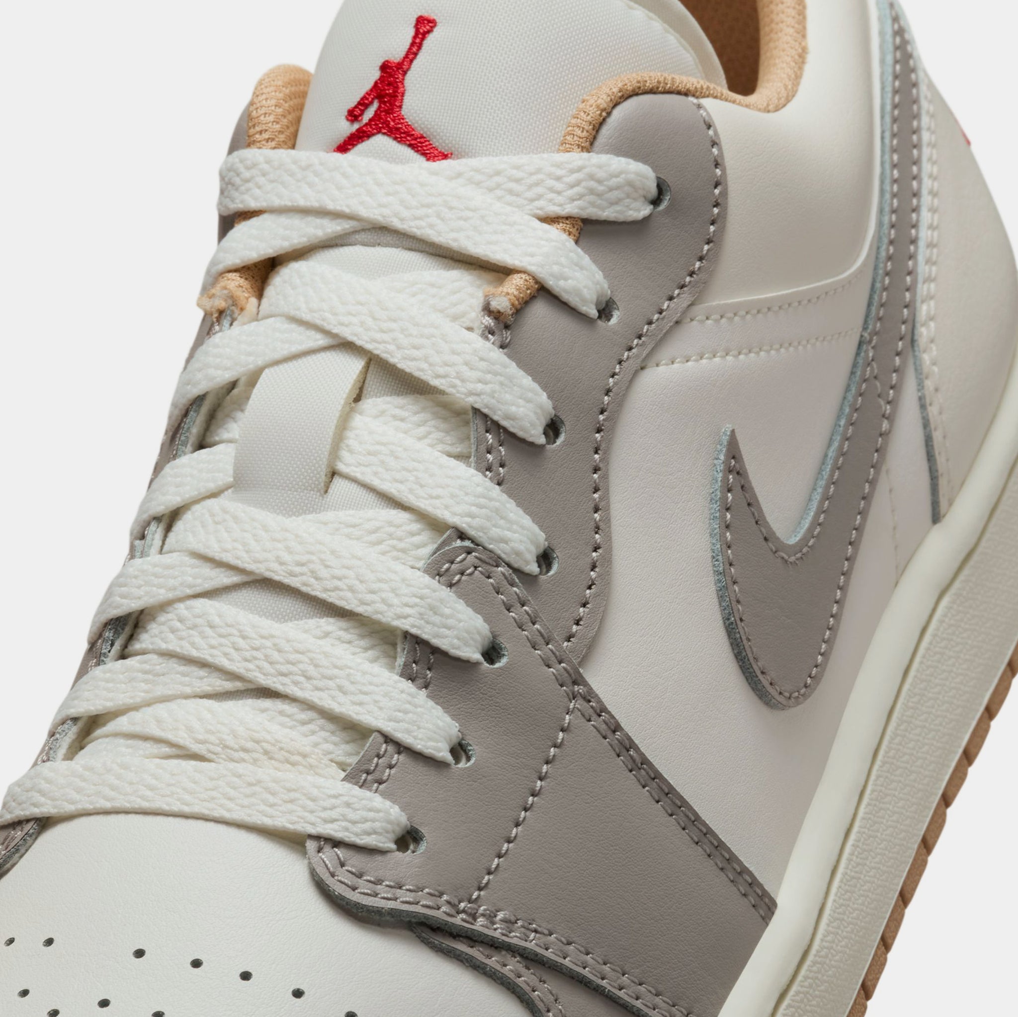 Jordan Air Jordan 1 Low Mens Lifestyle Shoes Sail Fire Red College 