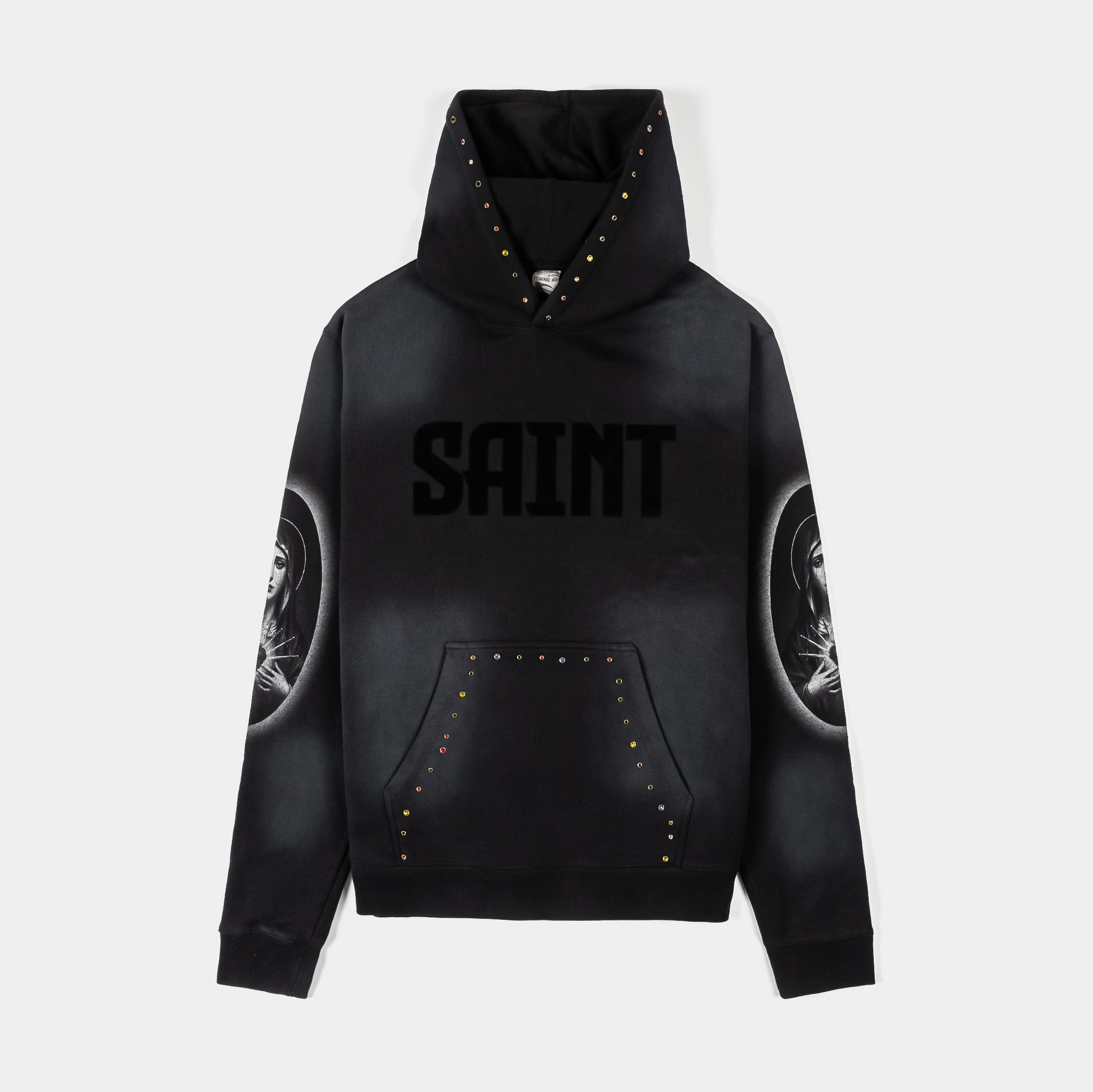 Original Sin Saint Washed Pullover Mens Hoodie Black Grey OSHD101 