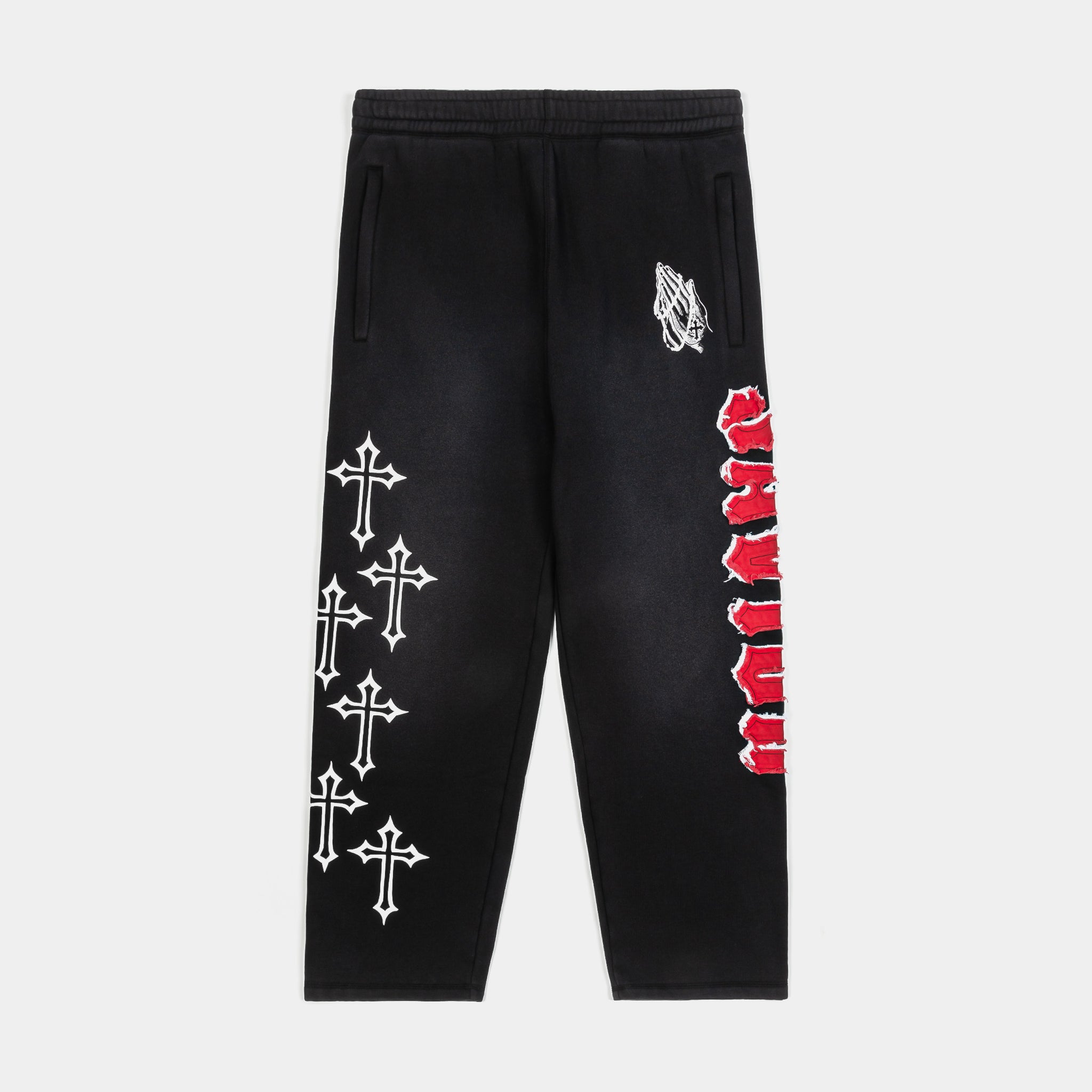CTHDRL Savior Straight Fleece Mens Sweatpants Black Red MRSP02-1