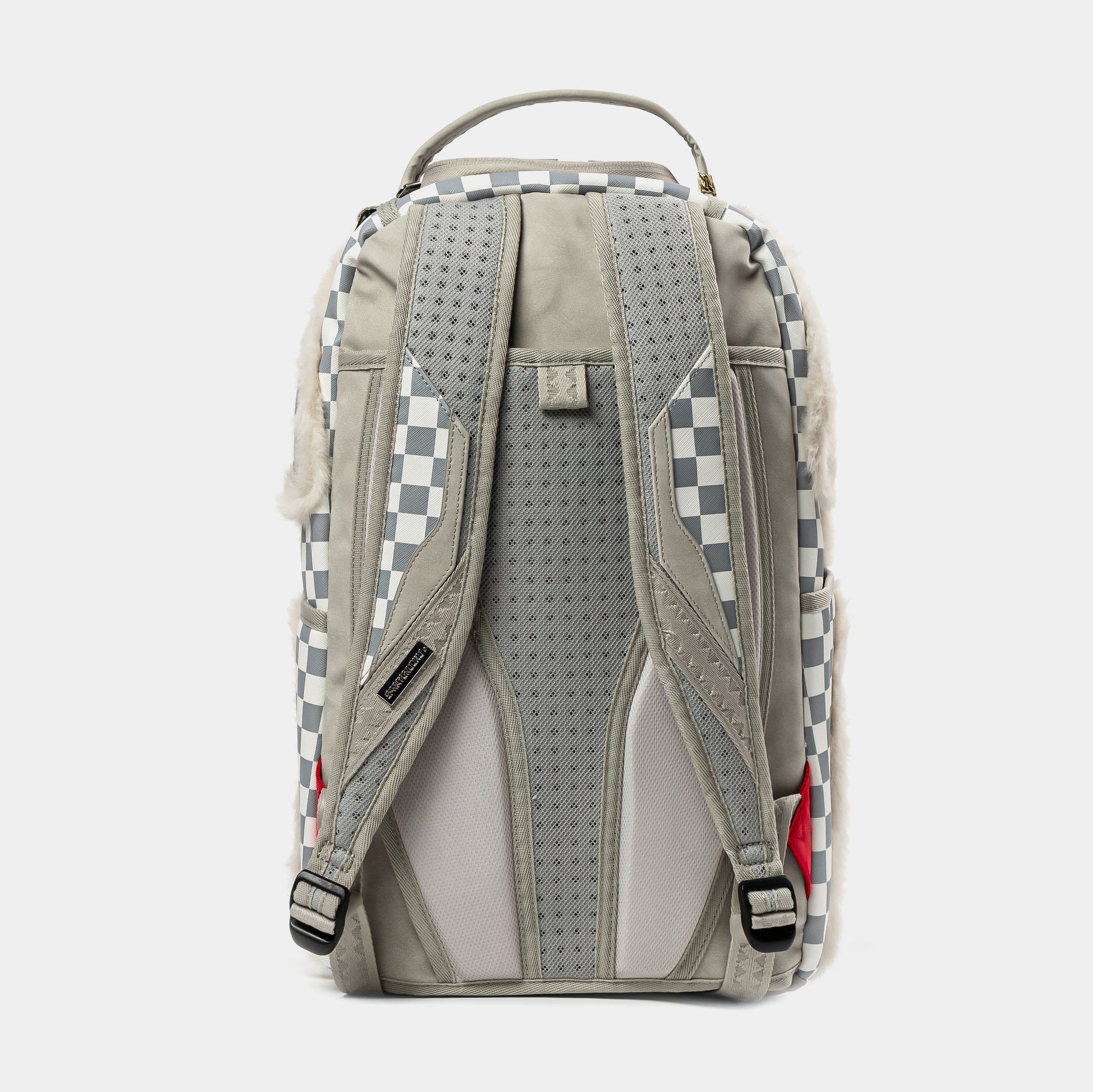 Sprayground Gray Fur Baby Checker Mens Backpack White Grey 