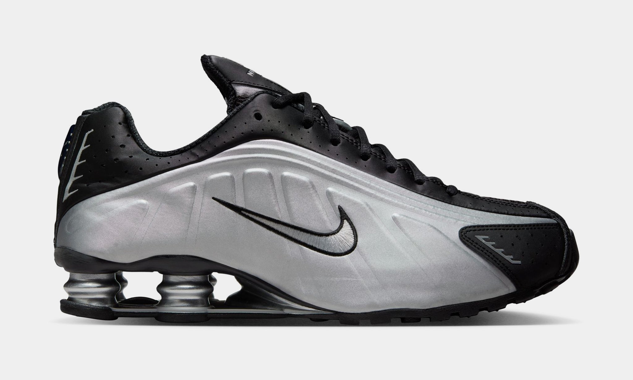 Nike Shox R4 Mens Running Shoes Metallic Silver Black Metallic 