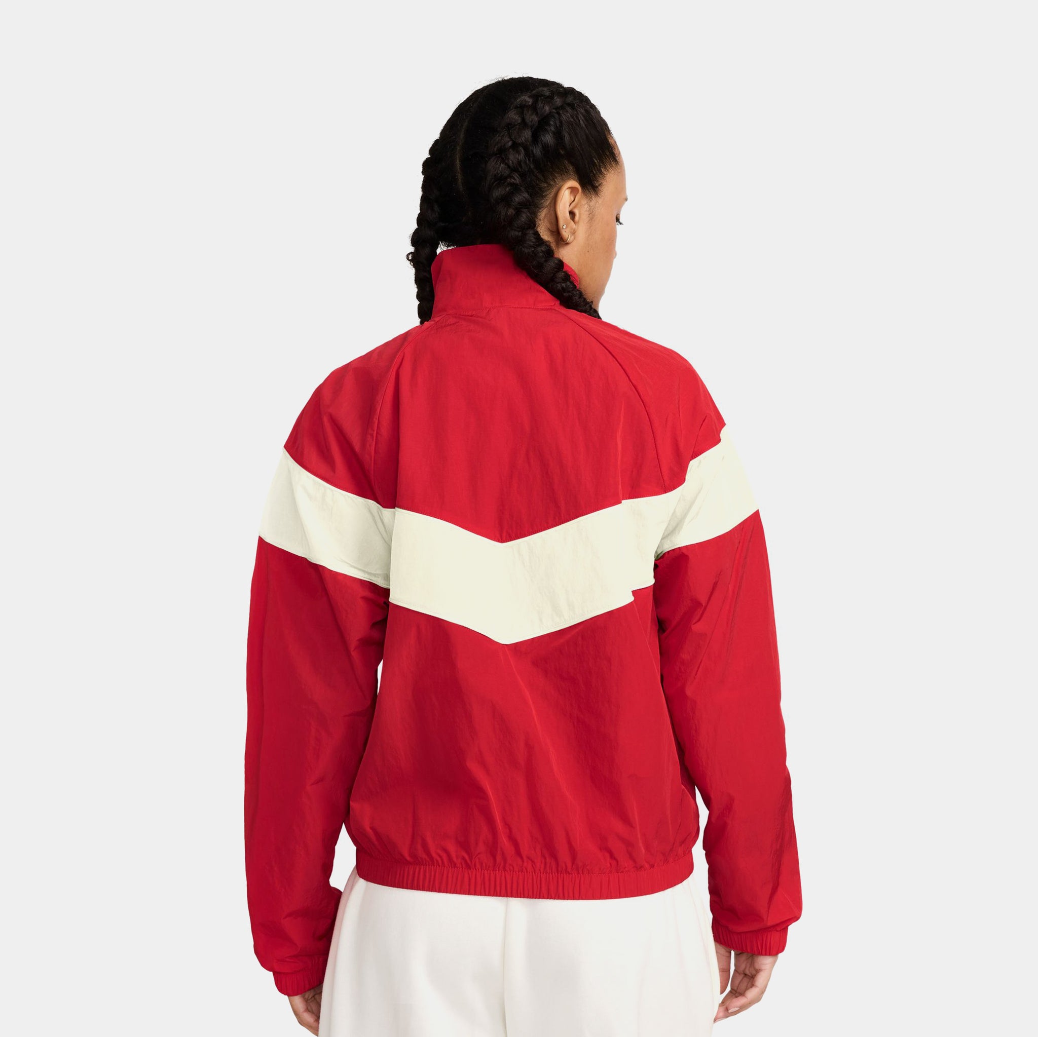 Nike NSW Woven Full Zip Windbreaker Womens Jacket Red White FV6304