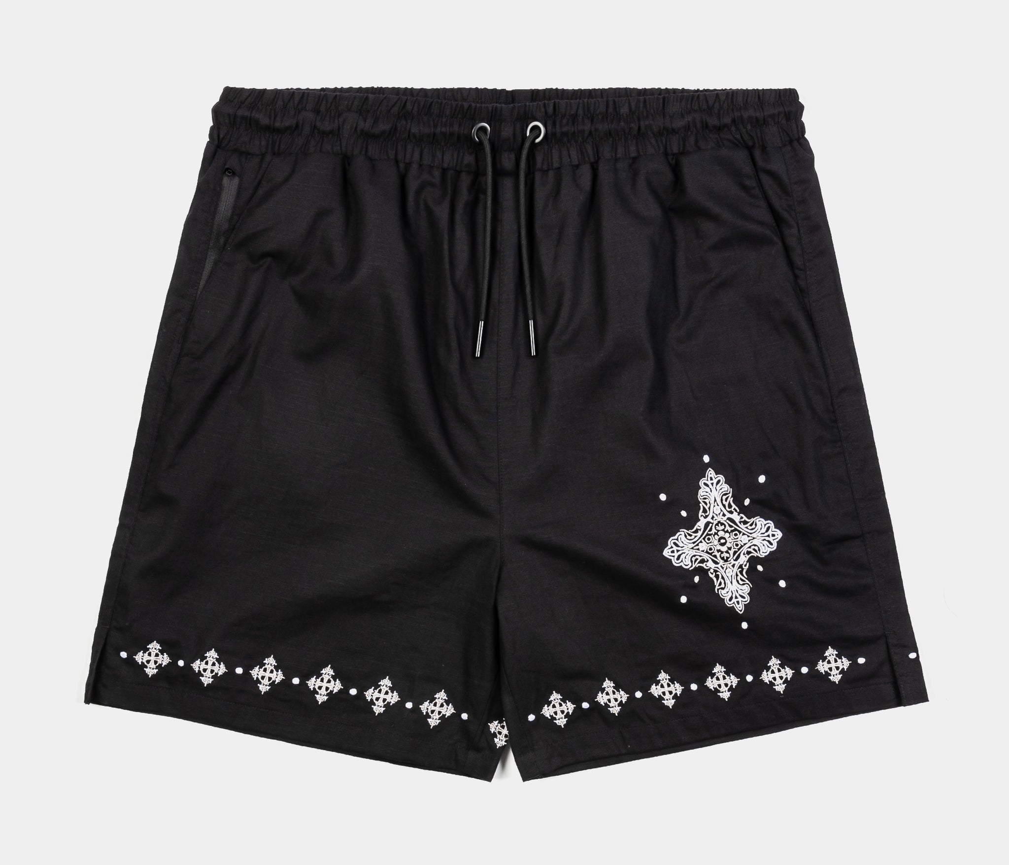 Maison Article Crosses Cotton Mens Shorts Black White MAHS413