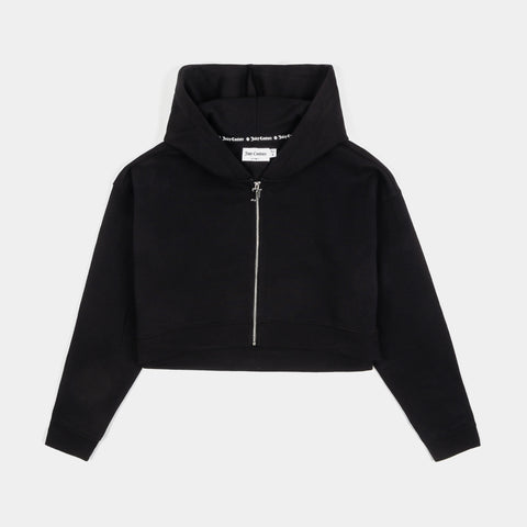 Juicy Couture Roses Cropped Zip Up Womens Hoodie Liquorice Juicy Couture Roses Cropped Zip Up Womens Hoodie Liquorice