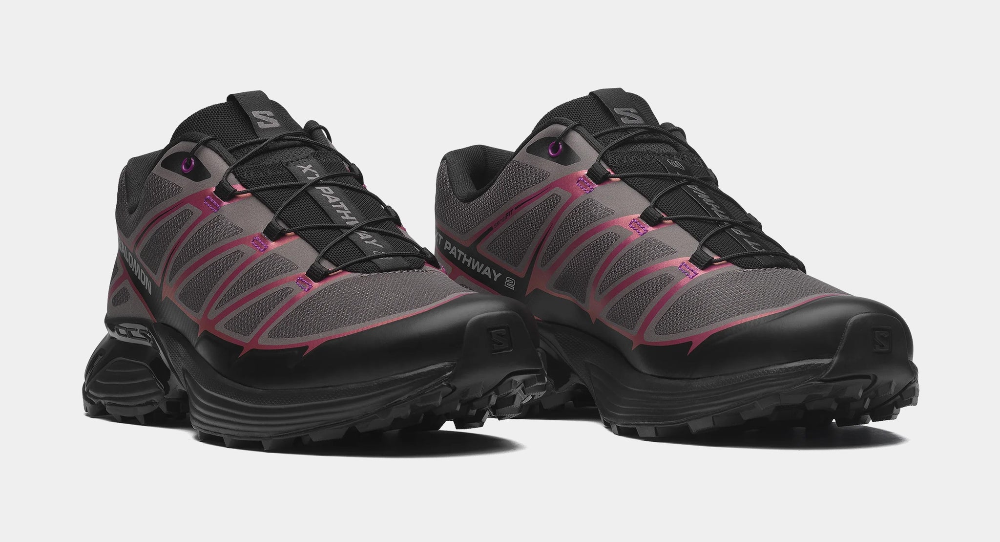 Salomon XT-Pathway 2 Mens Running Shoes Black Hollyhock Plum
