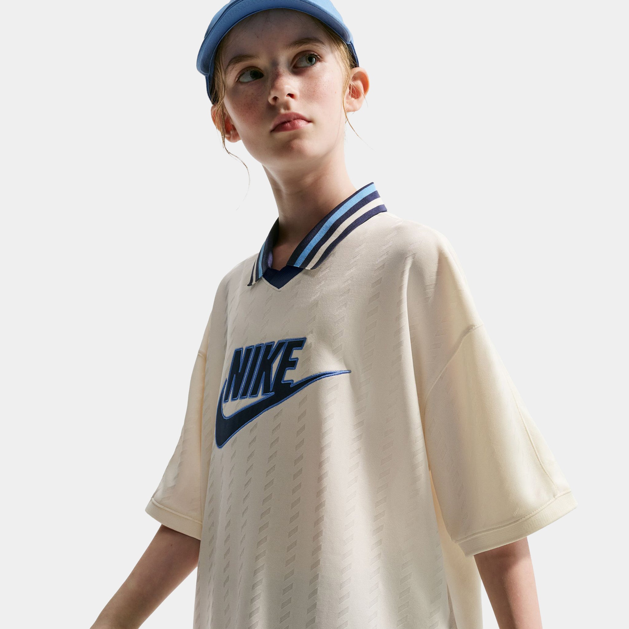 Nike Sportwear Clean Grade School Jersey Soft Pearl Midnight Navy