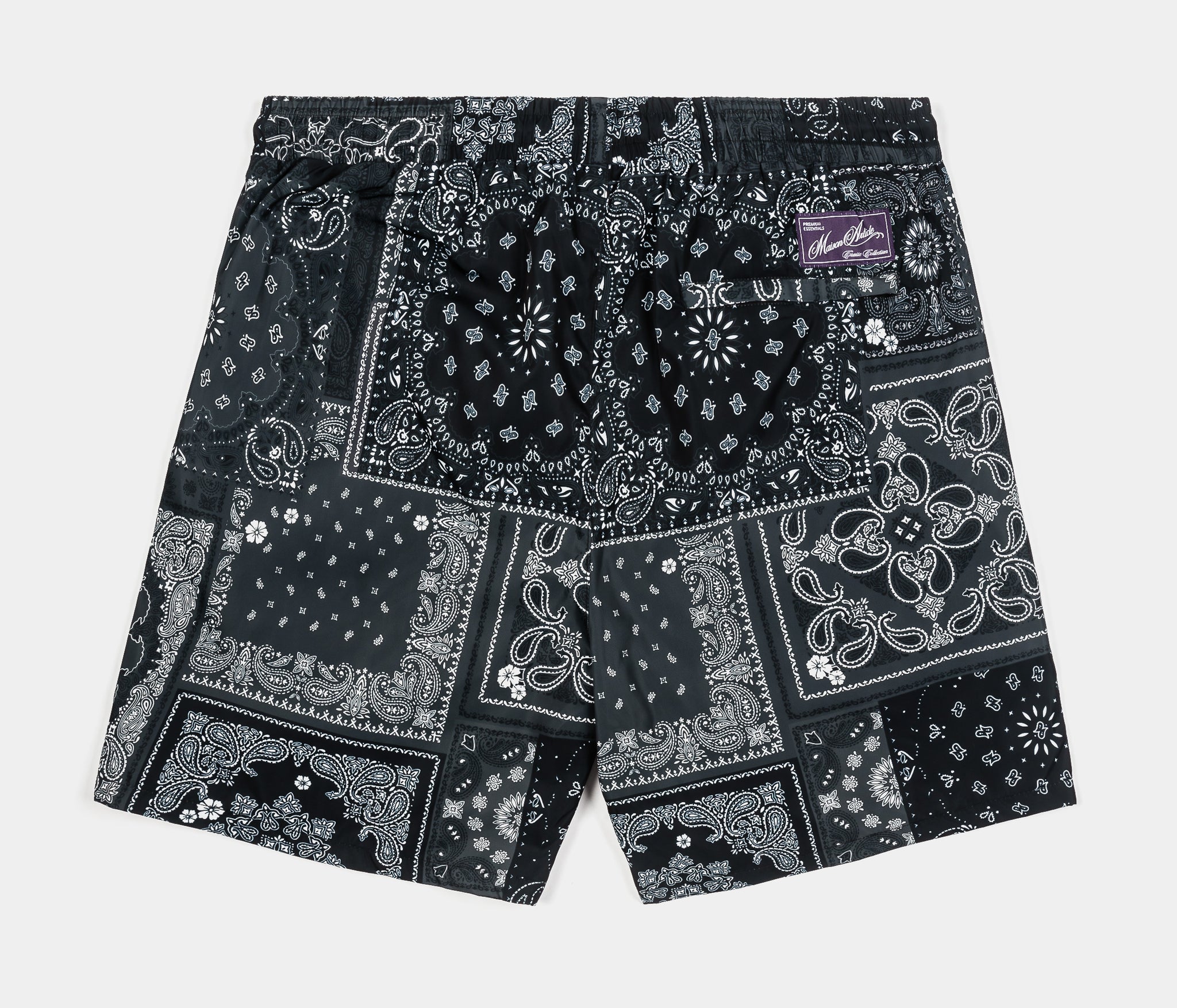 Maison Article Paisley Tonal Hybrid Mens Shorts Black Grey MAHS420