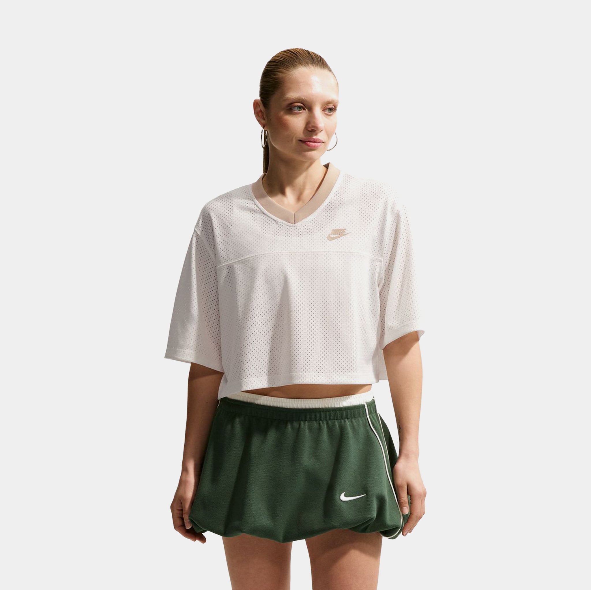 Nike Sportwear Oversized Heritage Cropped Mesh Womens Jersey Sail