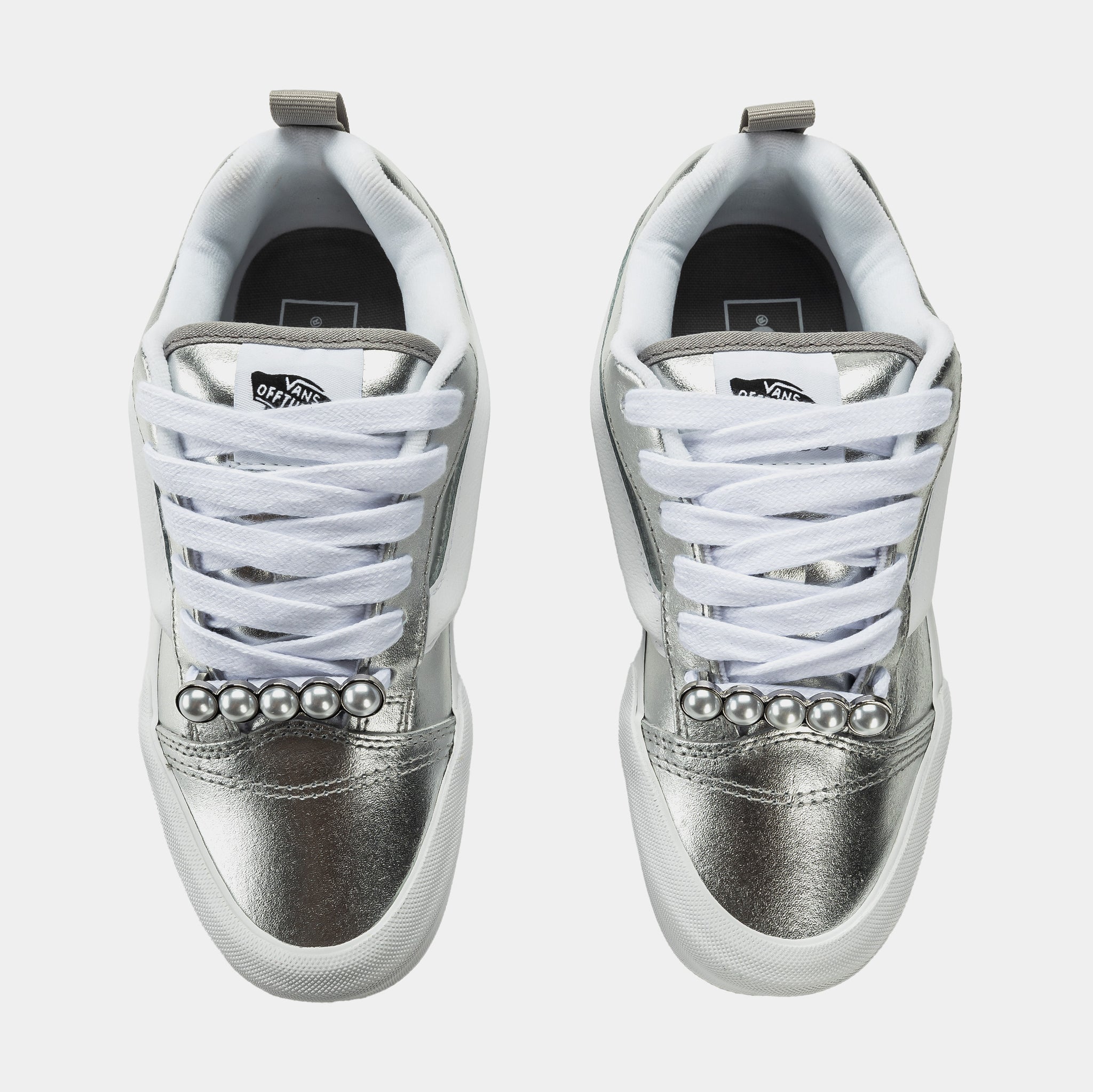 Vans Knu Skool Metallic Womens Lifestyle Shoes Silver White E9XSLV