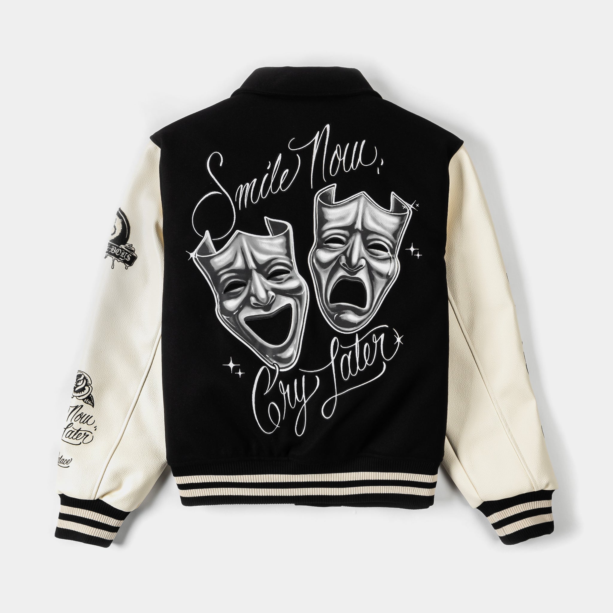 Shoe Palace SP x Homies Varsity Mens Jacket Black White HMSVJ01 