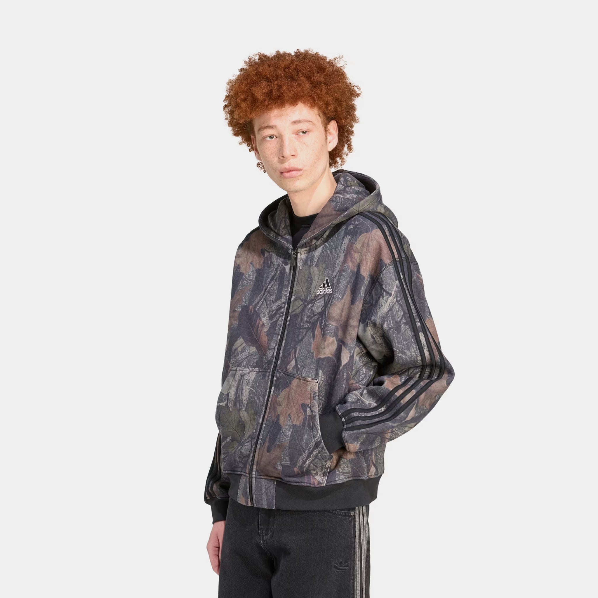adidas Men's Camo Full-Zip Hoodie, XXL, Black