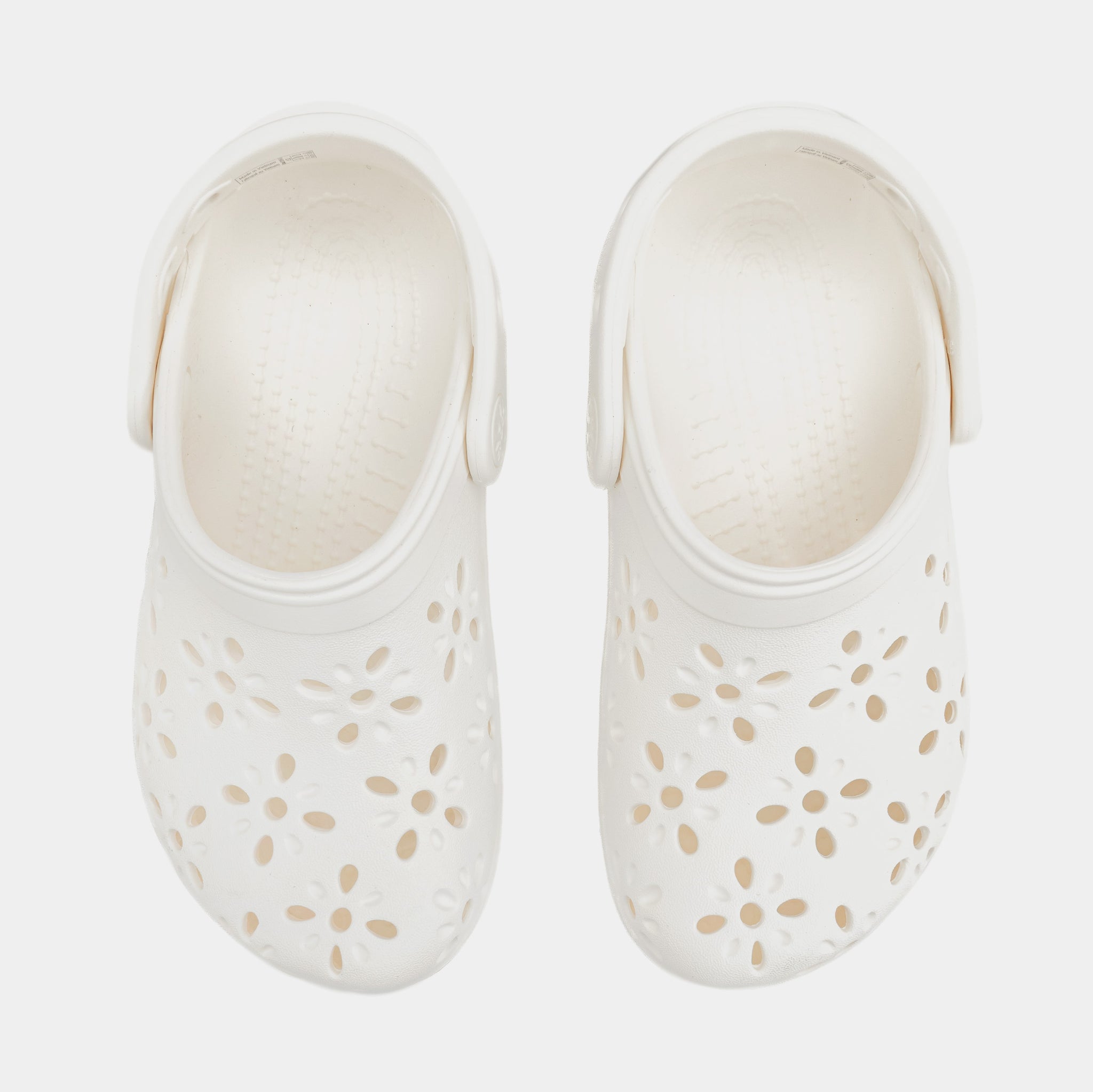 210943 Crocs Classic Clog Floral Cut Out Preschool Grade School Sandals White ...