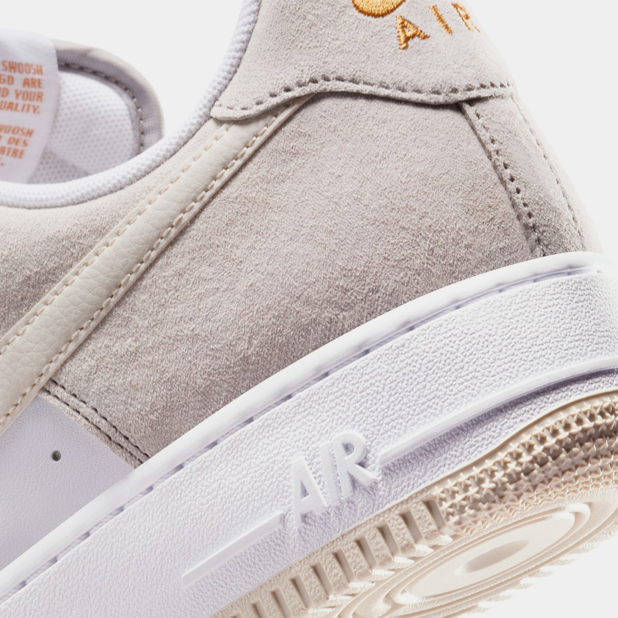 nike air force 107 grey gold