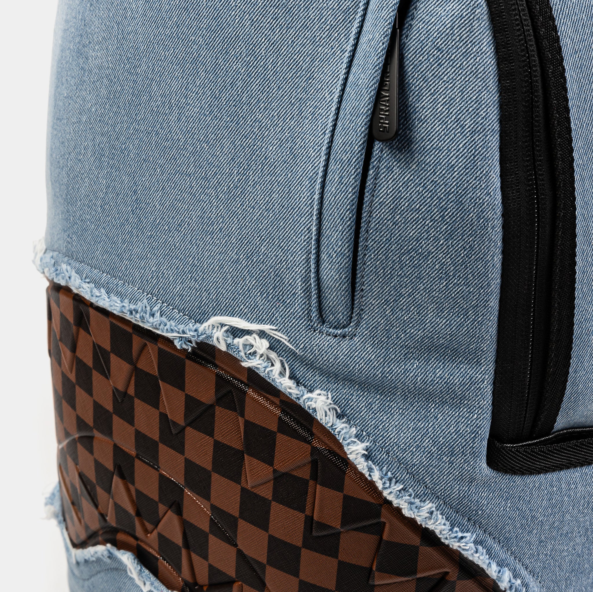 Sprayground Denim Shark Bite Mens Backpack Blue Brown 910B7685NSZ