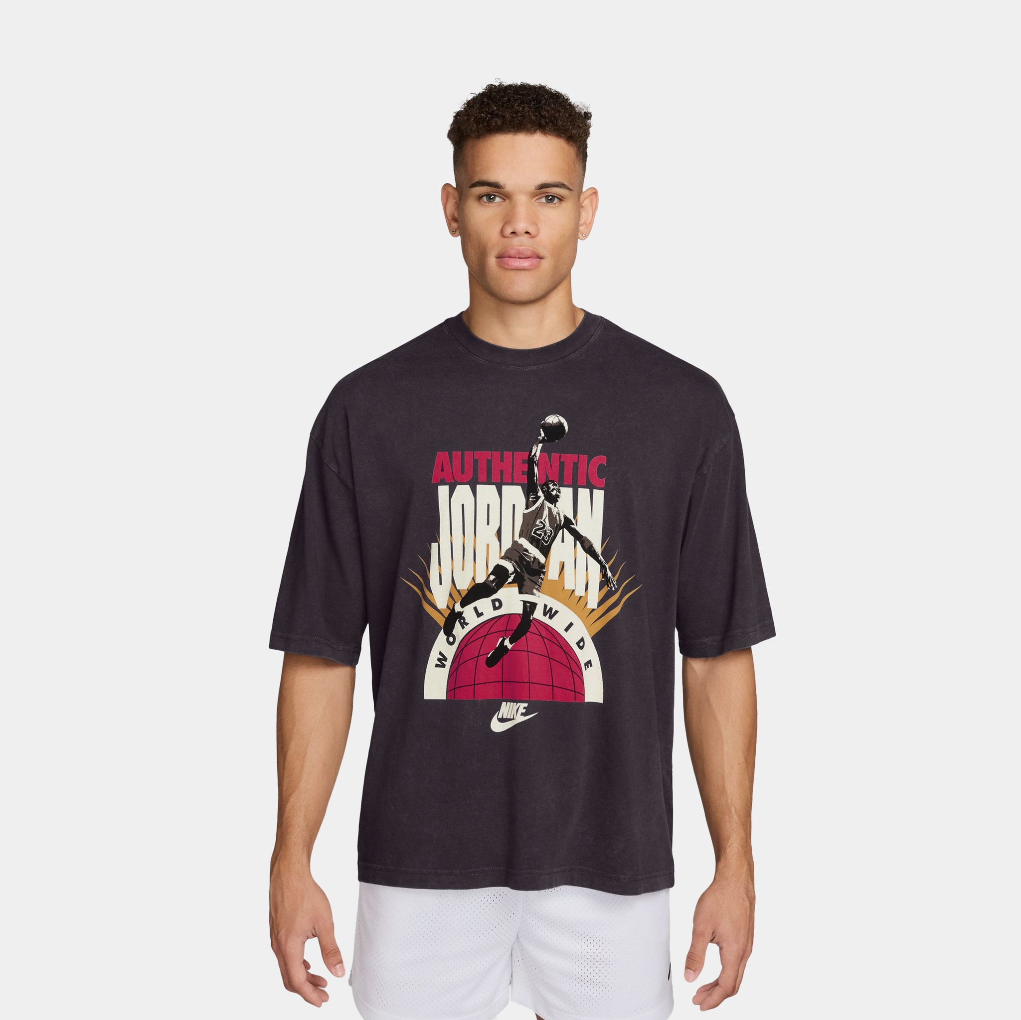 Jordan Oversized Reissue Mens Short Sleeve Shirt Off Noir Infrared