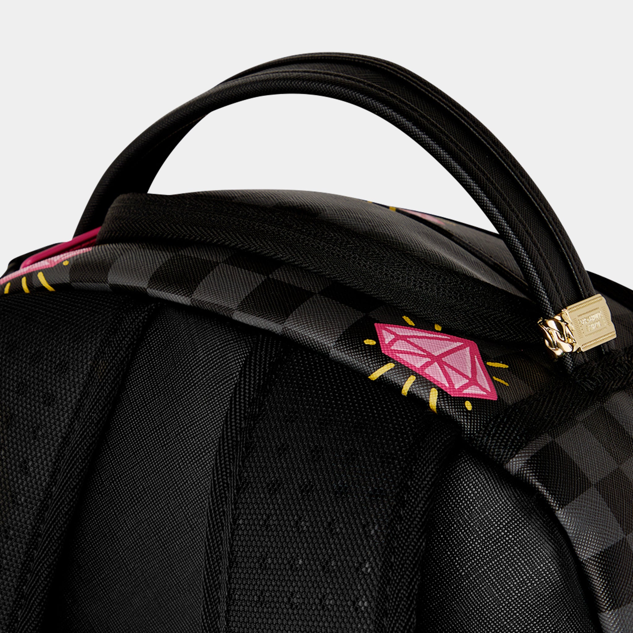 Sprayground Pink Panther Drippy Diamonds Mens Backpack Grey Pink