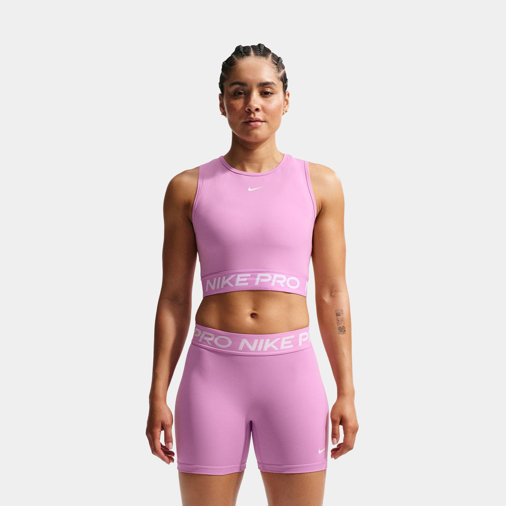 Nike Pro Dri Fit Cropped Womens Tank Top Light Magenta White