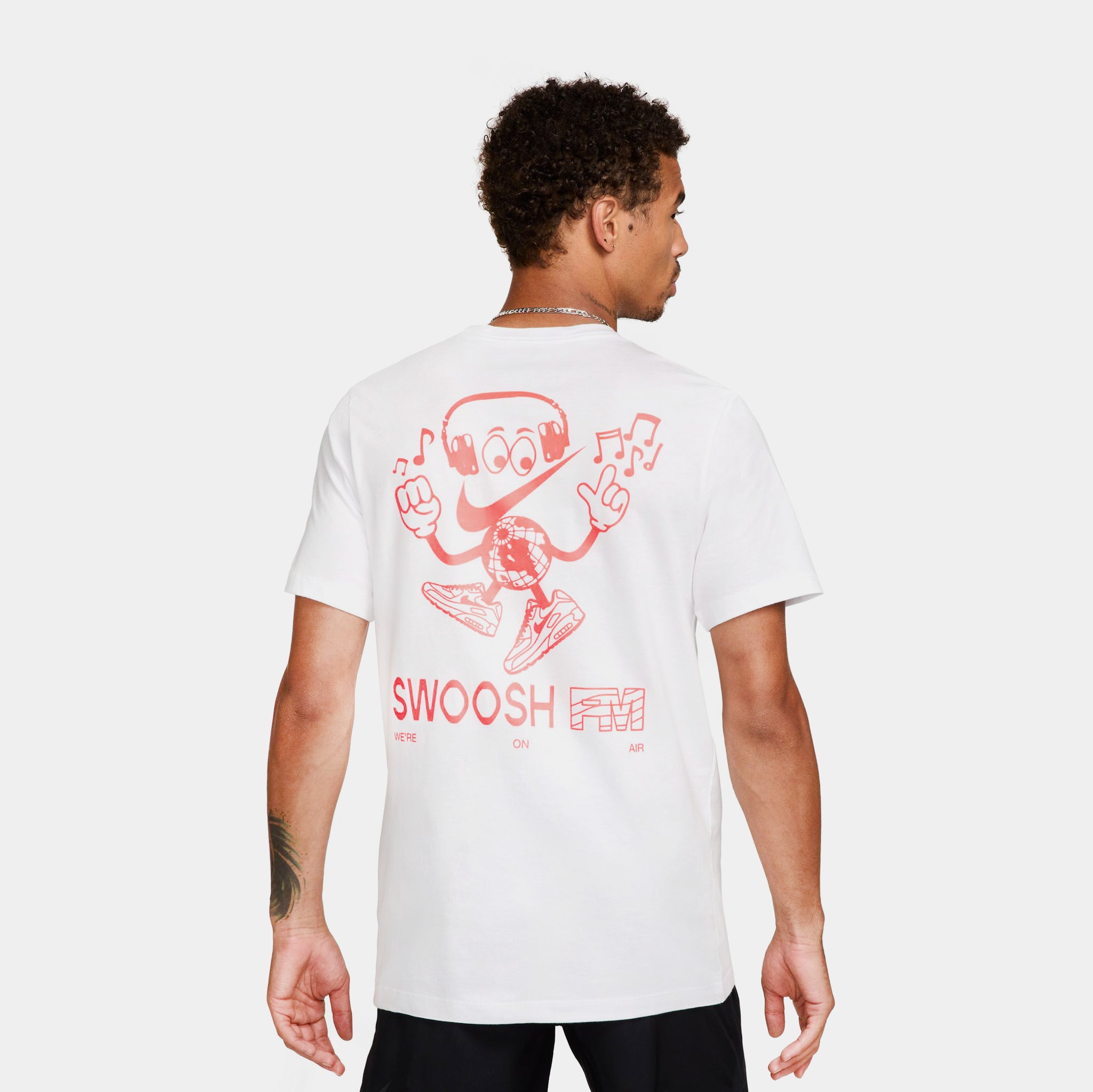 Nike NSW Swoosh Mens Short Sleeve Shirt White Orange FZ5406-100