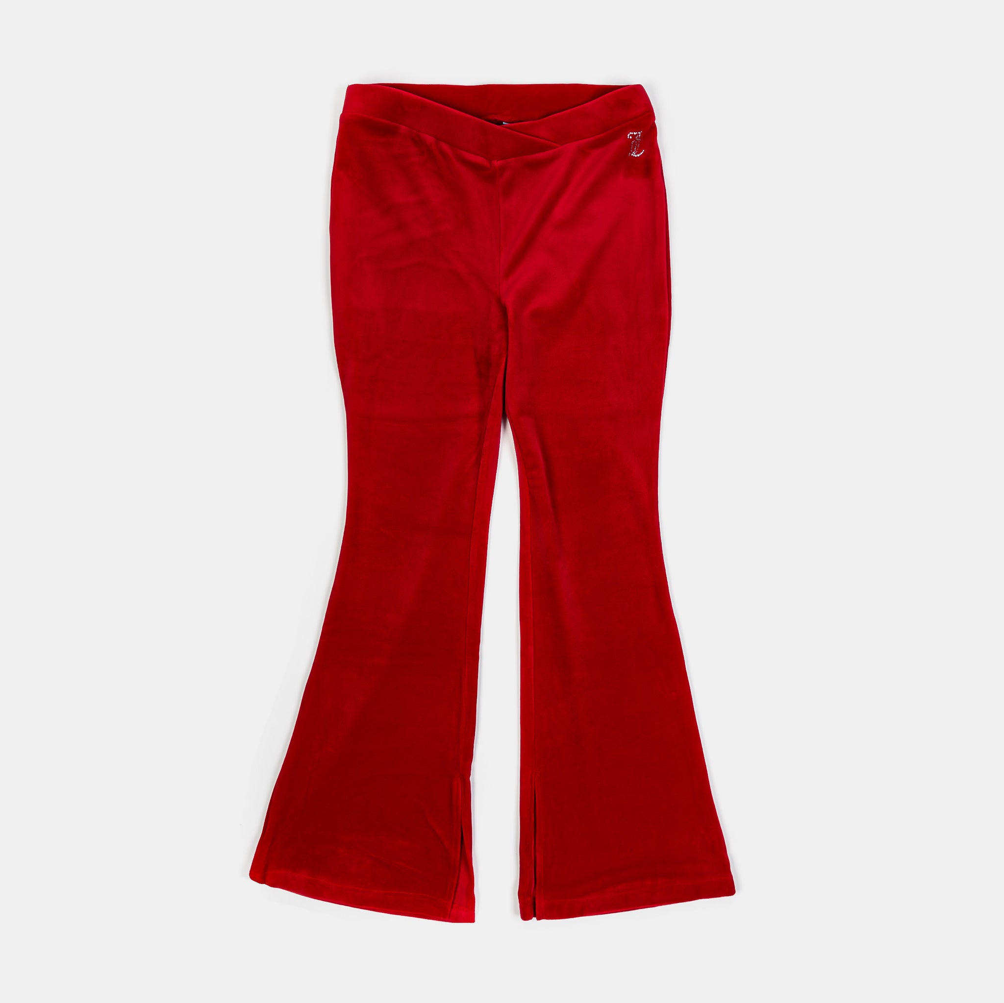 Juicy Couture Velour Flare Slit Womens Track Pants Red