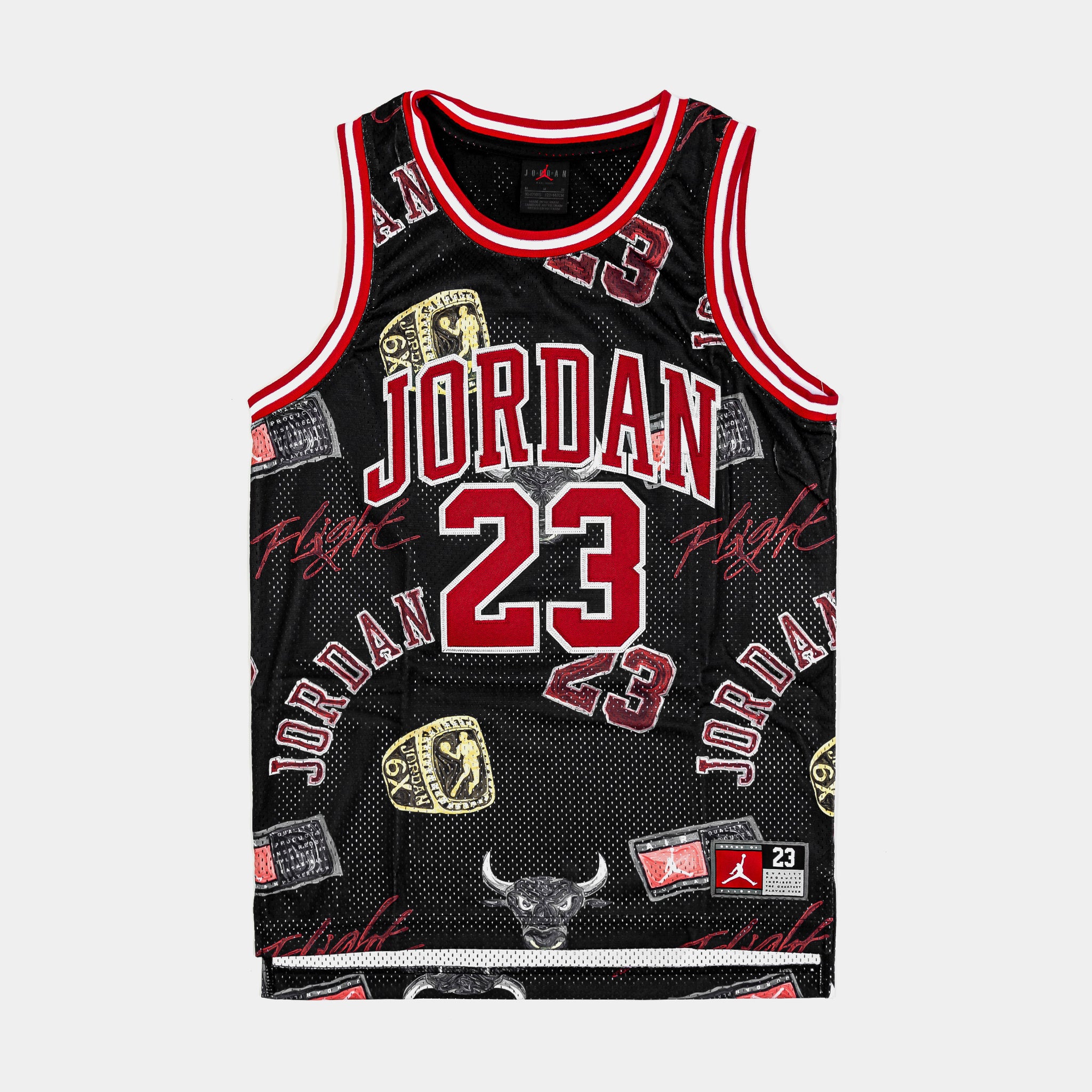 Jordan JDN 23 AOP Tank Grade School Jersey Black Red 95C655-W0G – Shoe ...