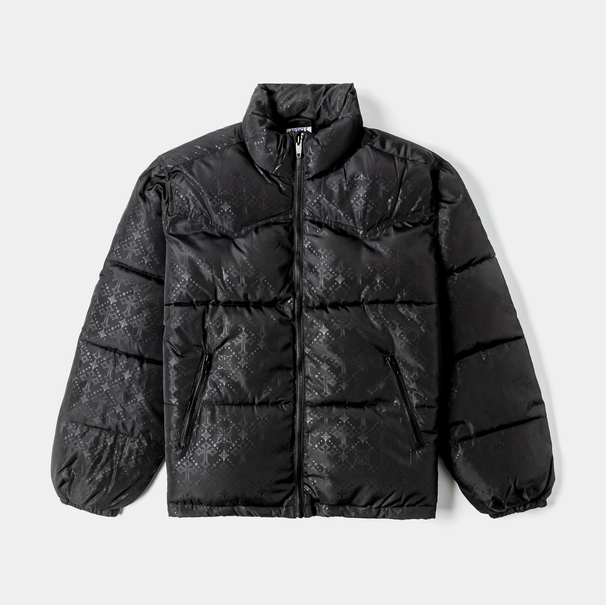 Maison Article Quilted Cross Puffer Mens Jacket Black Black 