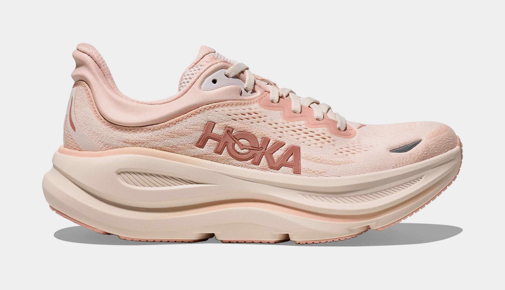 Hoka Men\'s Light Beige/Pale Pink Cushioned Running Shoes Bondi 9 Men main image 4