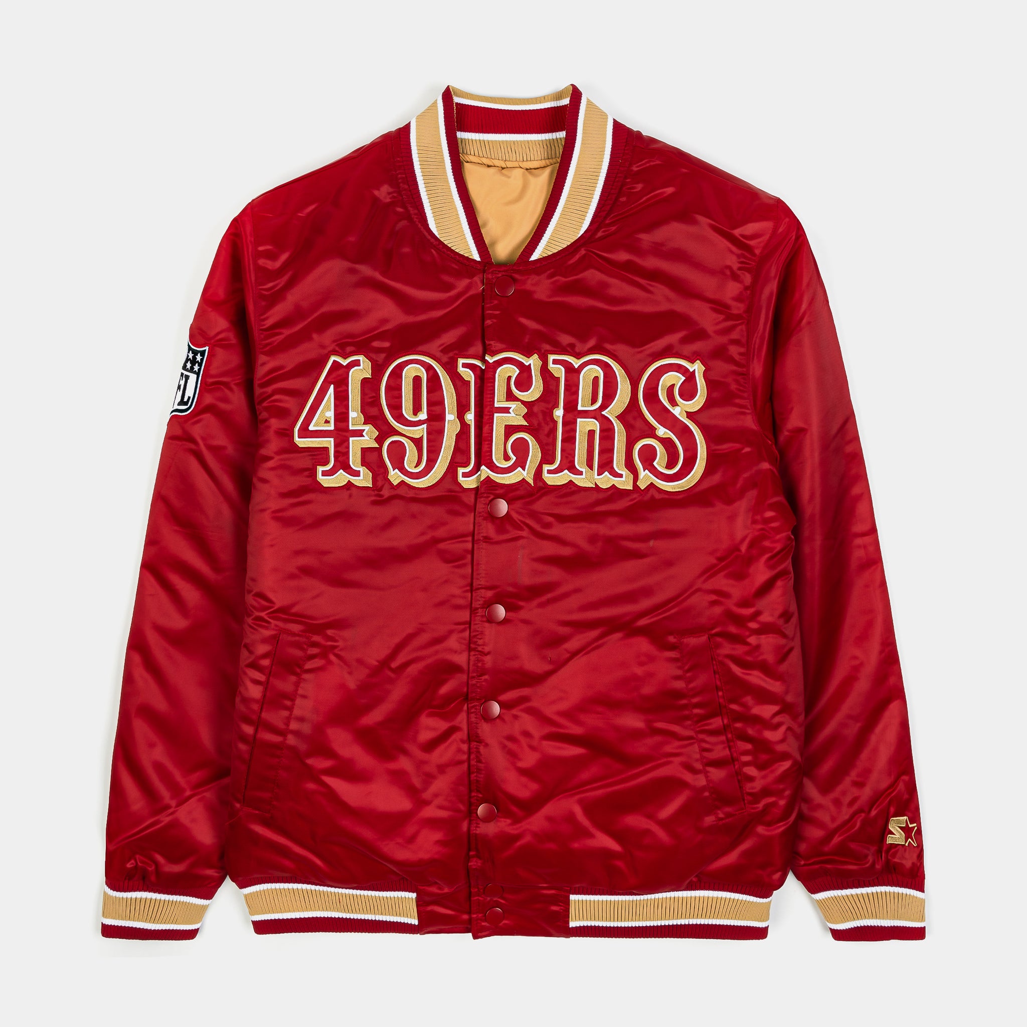 Starter San Francisco 49ers Reversible Satin Mens Jacket Red Gold