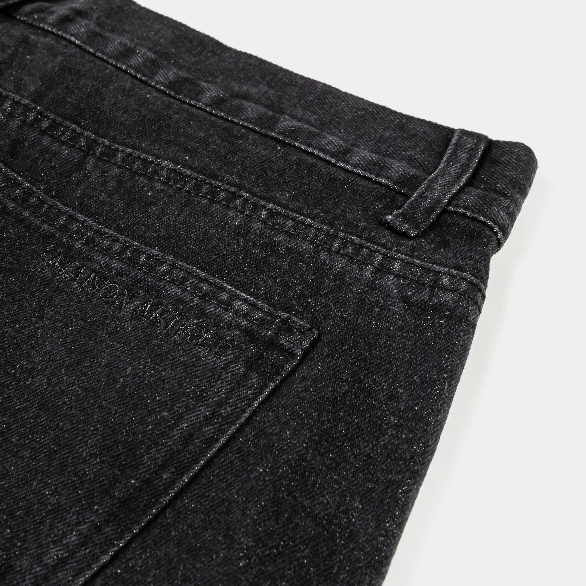 Maison Article Double Knee Washed Mens Shorts Black MADKS201