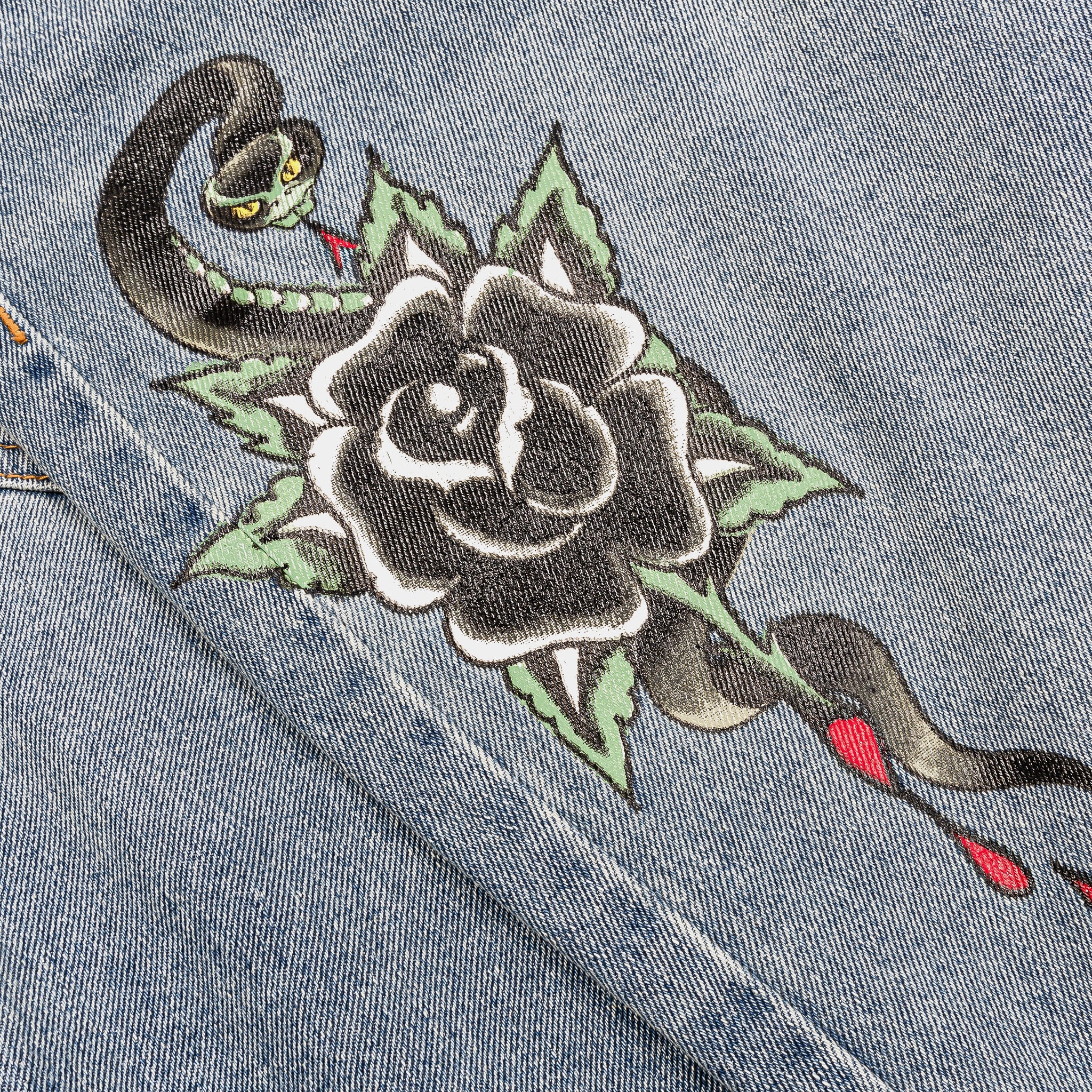 Ed Hardy Sacred Heart Denim Mens Shorts Blue Black MEHD8002-9 