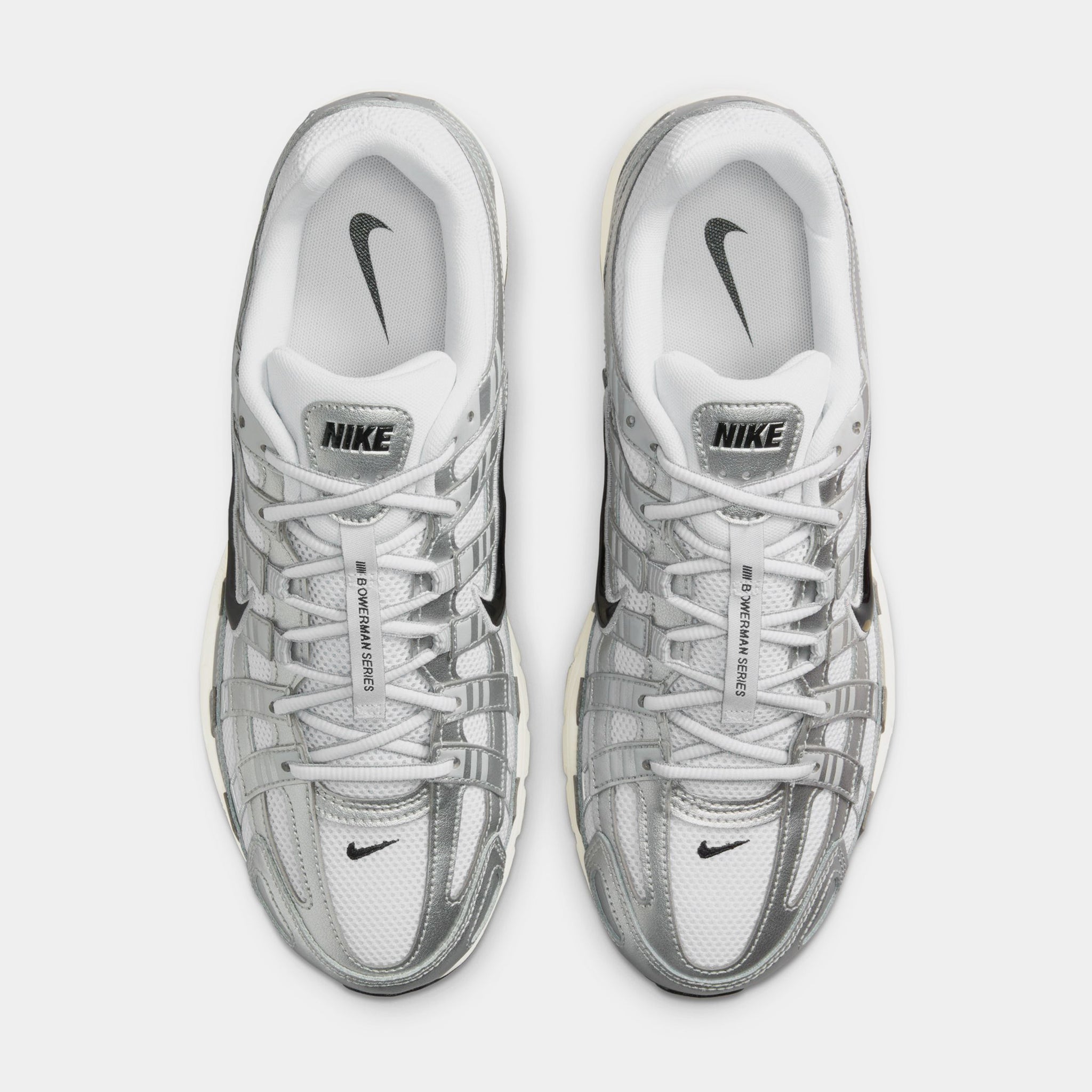 Nike P-6000 Mens Running Shoes White Metallic Silver Flat Silver