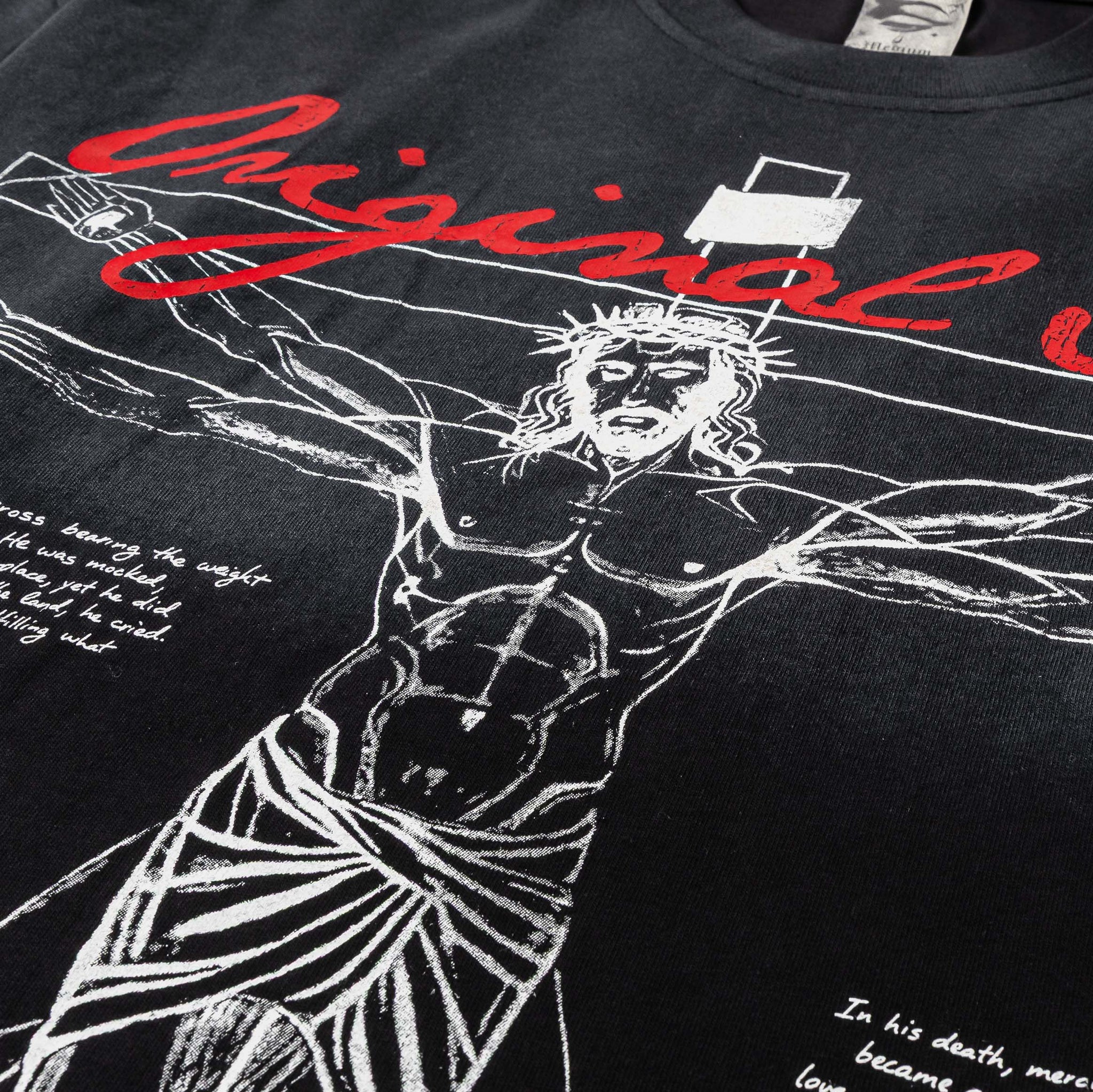 Original Sin Crucifix Washed Mens Short Sleeve Shirt Black OSLT103