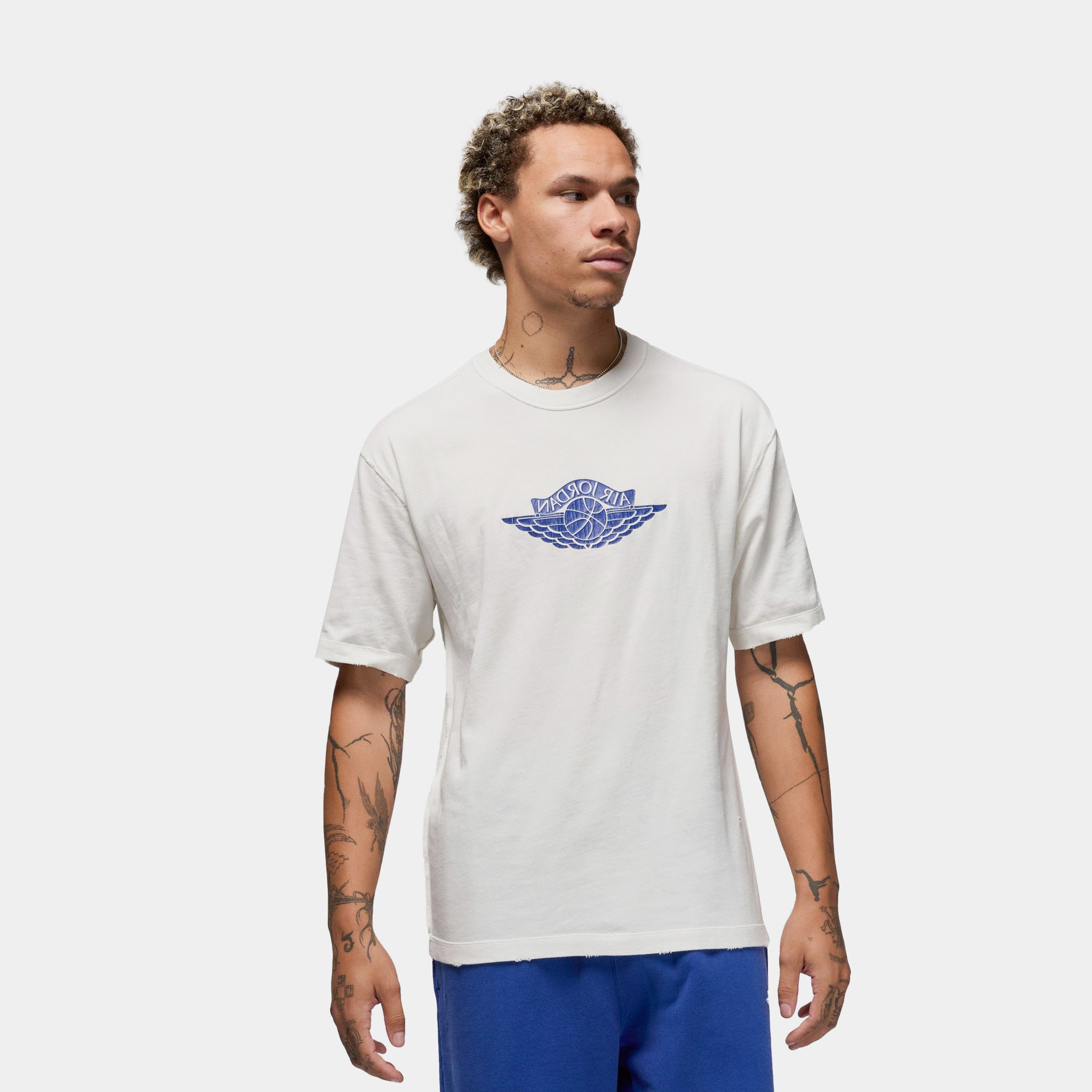 Jordan Rare Air Mens Short Sleeve Shirt Sail Deep Royal White 