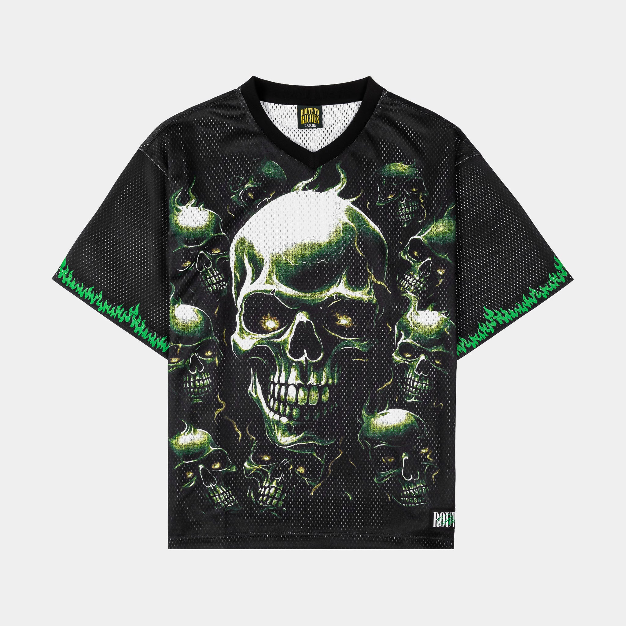 Route To Riches Green Skulls Mesh Mens Jersey Black Green RTRMJ101
