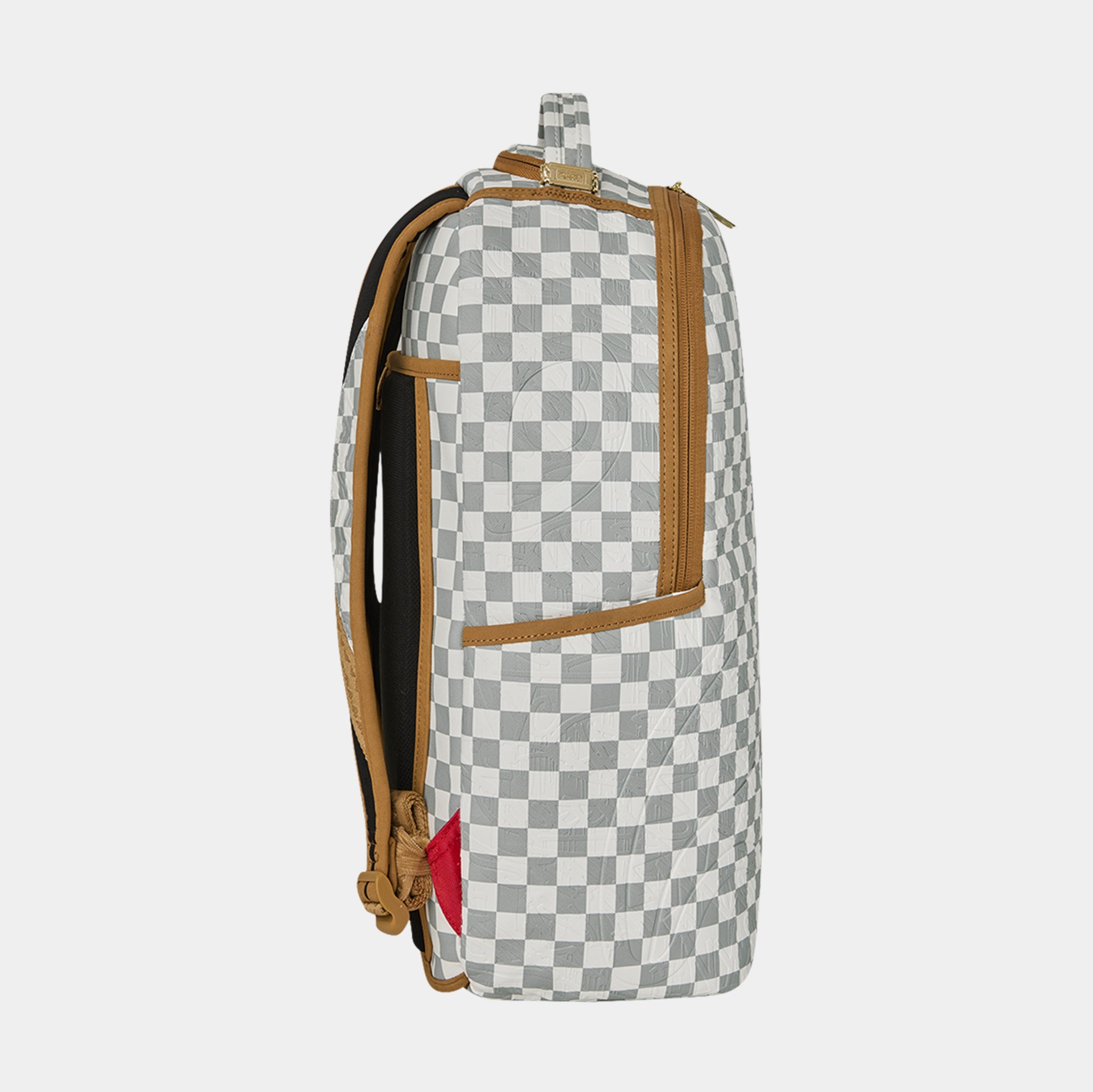 Sprayground Embossed Cream Checkerboard Mens Backpack Grey White