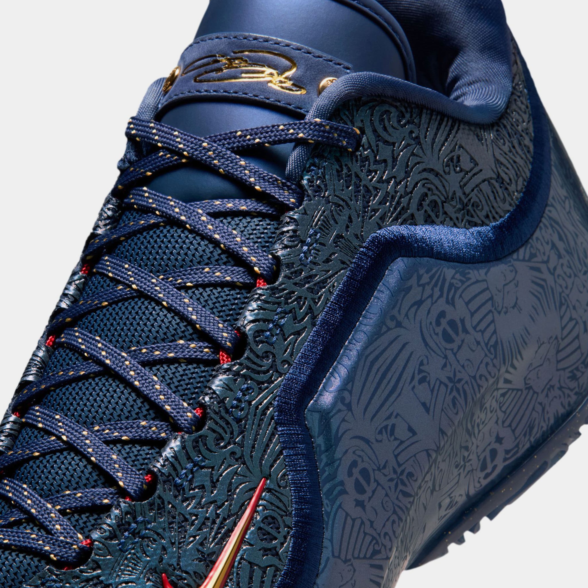 Nike Lebron 23 Men\'s Navy Blue Athletic Sneakers with Red & Gold Swoosh Basketball Shoes Nike Lebron 23 Out For Redemption Midnight  main image 4