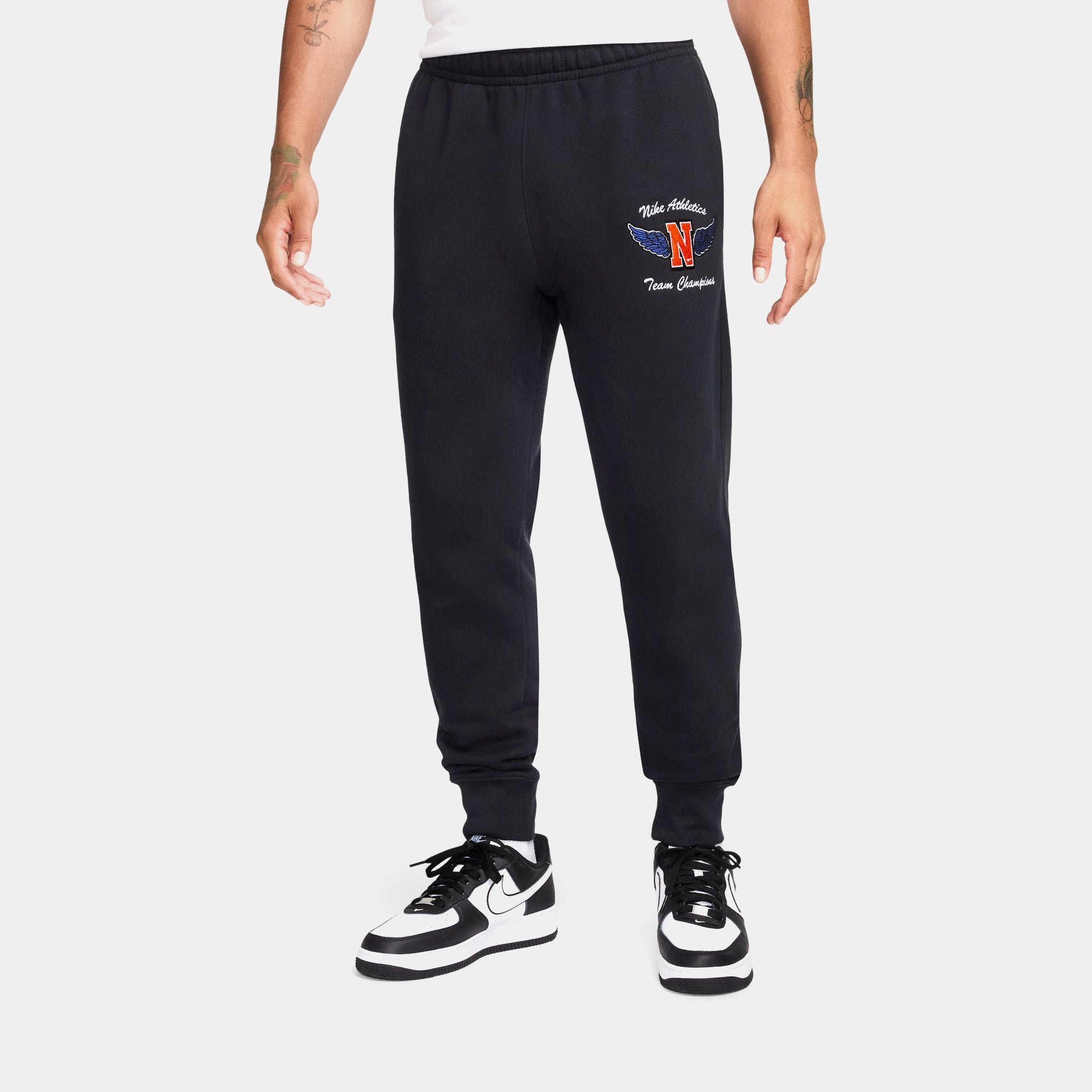Nike NSW Swoosh Club Fleece Joggers Mens Pants Black Orange HJ6906