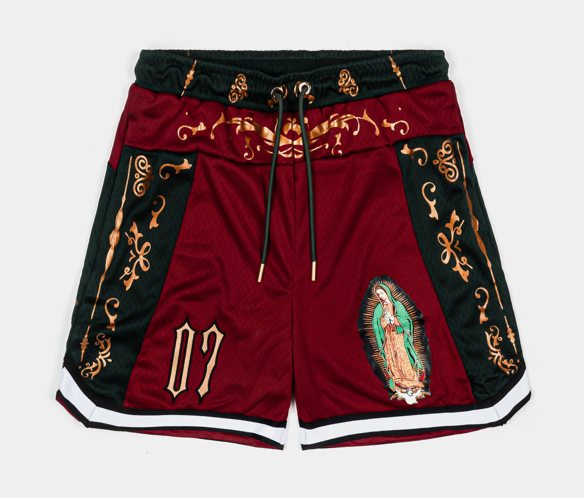 CTHDRL Lady of Guadalupe 07 Mesh Mens Shorts Red Green MRMS01