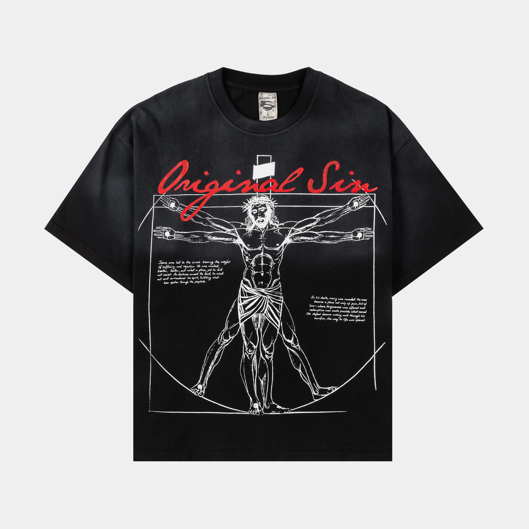Original Sin Crucifix Washed Mens Short Sleeve Shirt Black OSLT103